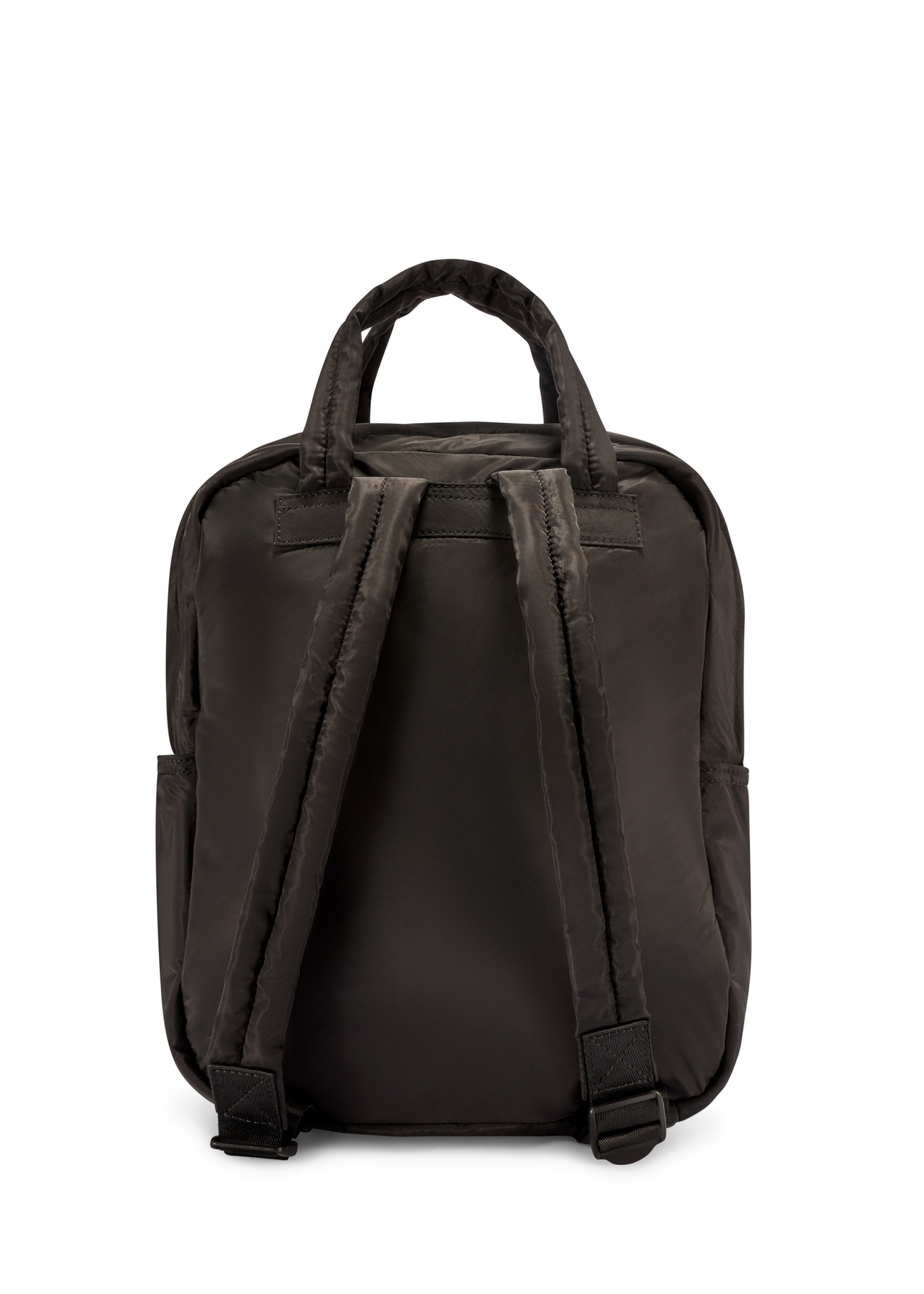 Black nylon women's backpack TOREN-0341-99(W26), product view from the back on a white background.