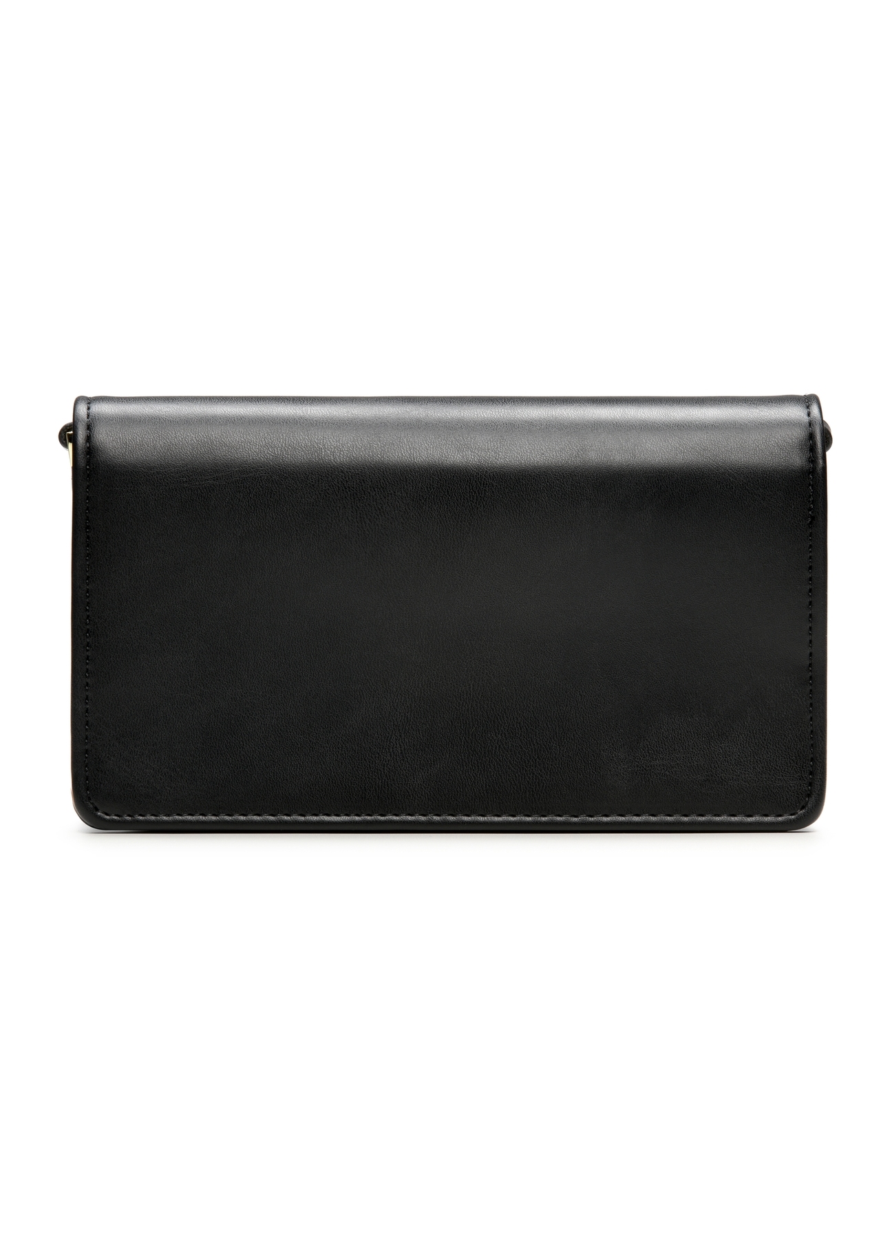 Black small clutch bag POREC-0427-99(Z25), product view from the back on a white background.