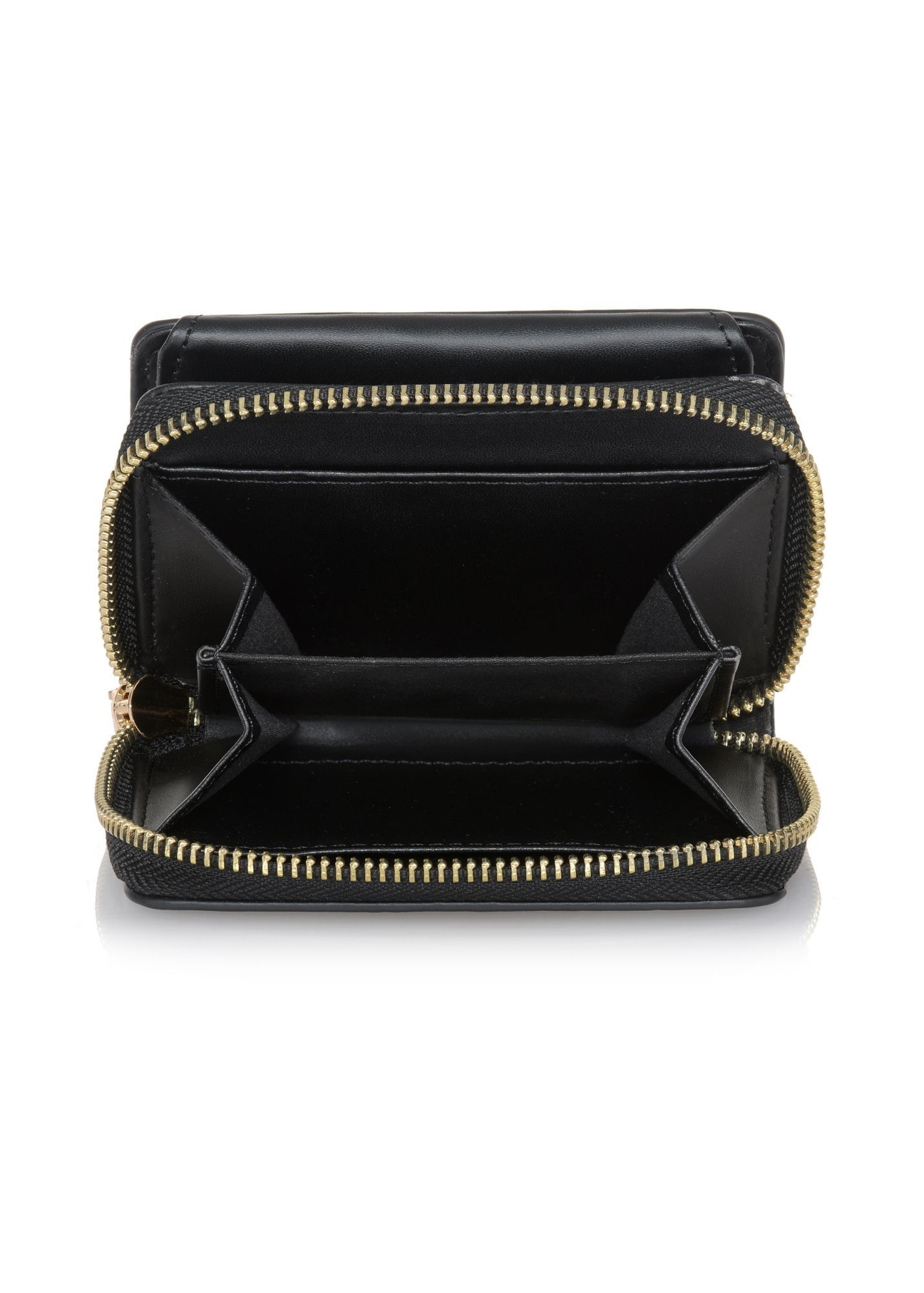 Small black croco women's wallet POREC-0352A-9G(Z26) product view inside on white background.