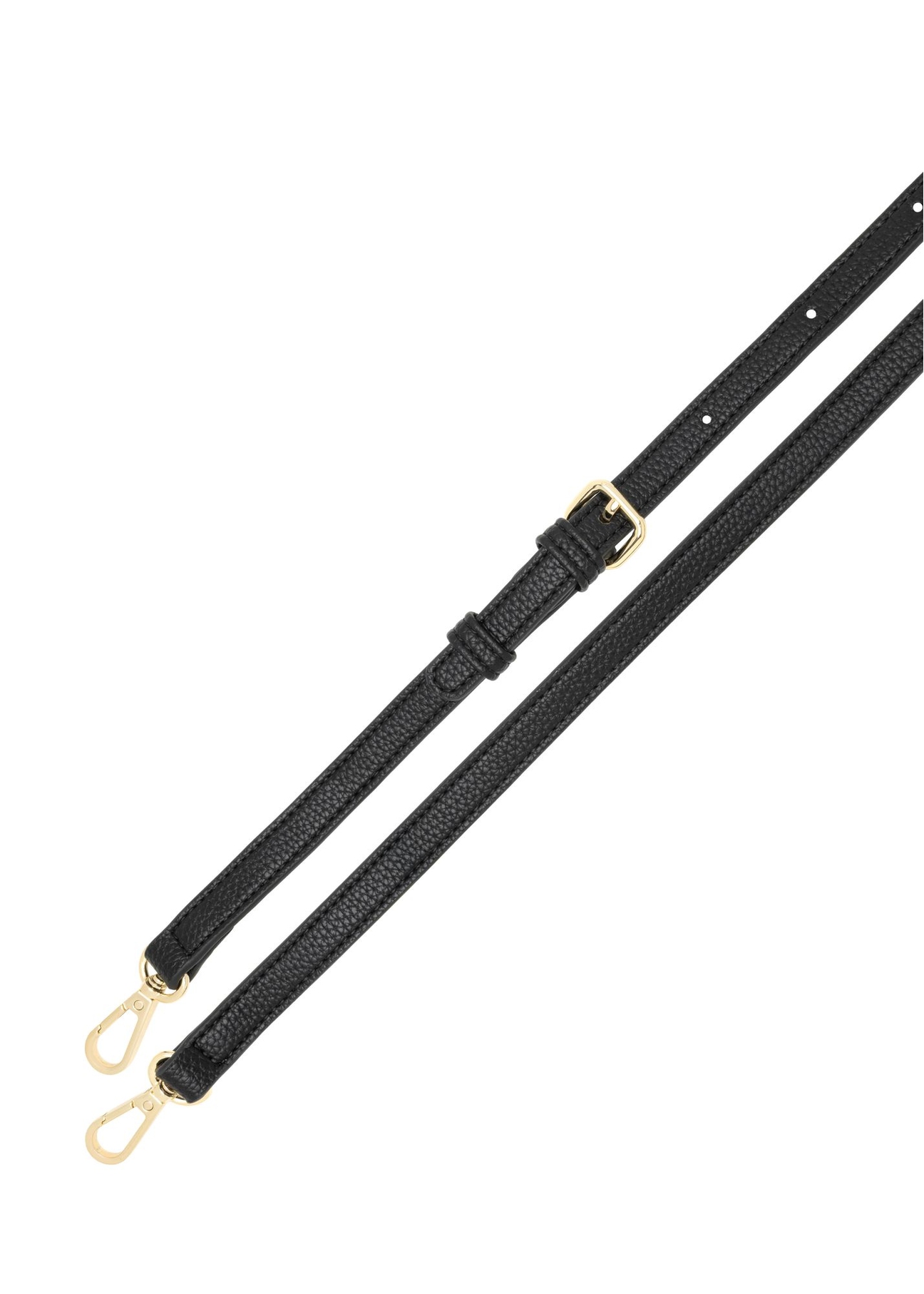 Black women's handbag with monogram TOREC-1159-9P(W26) - top view of the straps on a white background.