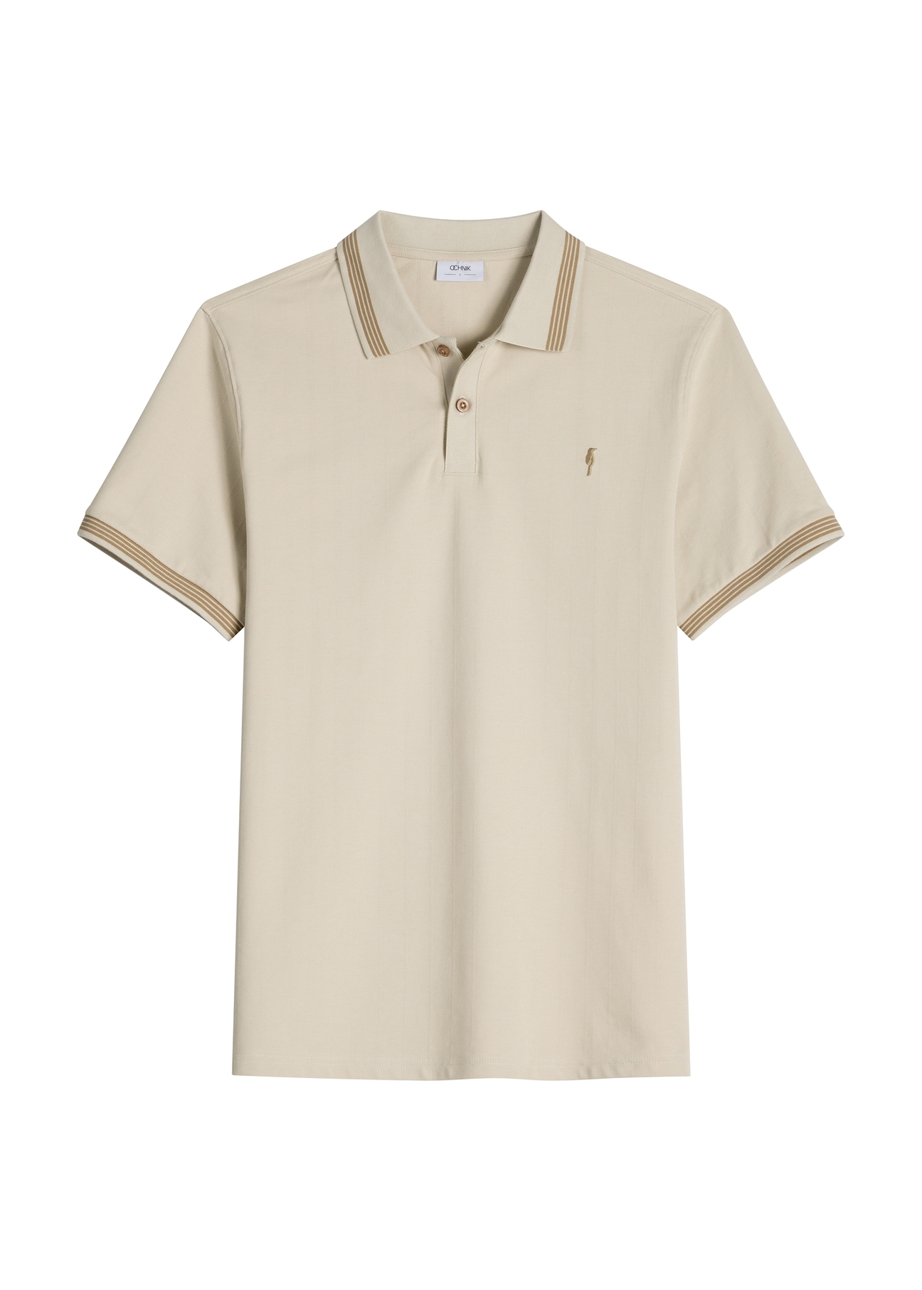 Light beige polo shirt POLMT-0090-1A(W26) - front product view, on a white background.
