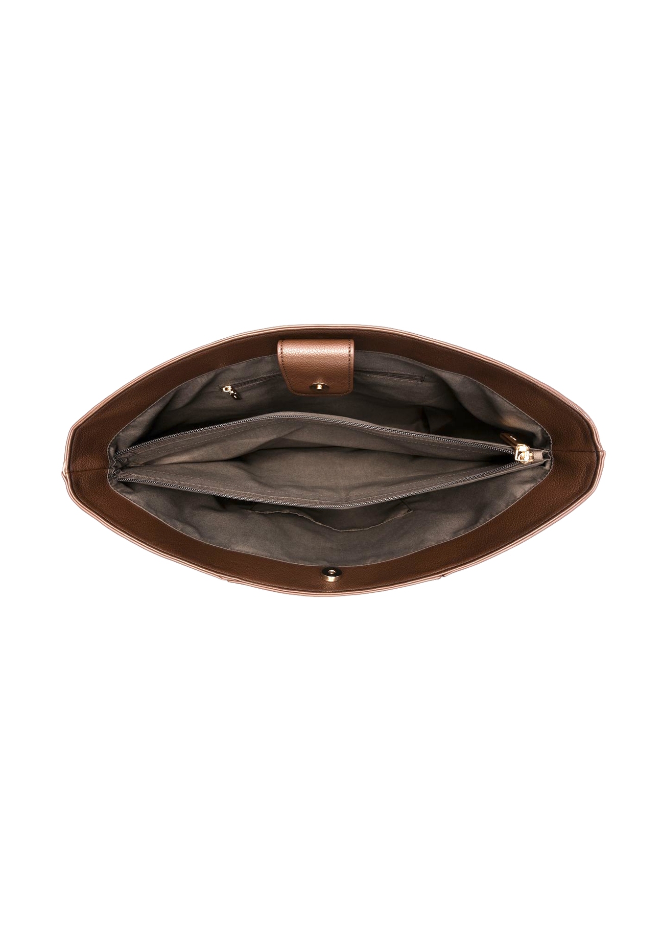 Brown women's shopper bag TOREC-1241-1H(Z26), product view from above on a white background.
