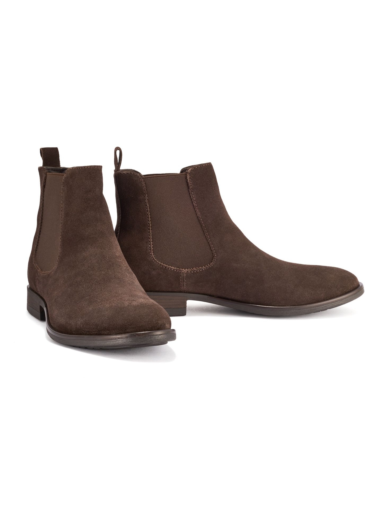 Brown suede men's Chelsea boots BUTYM-0463-1I(Z26), diagonal product view on white background.