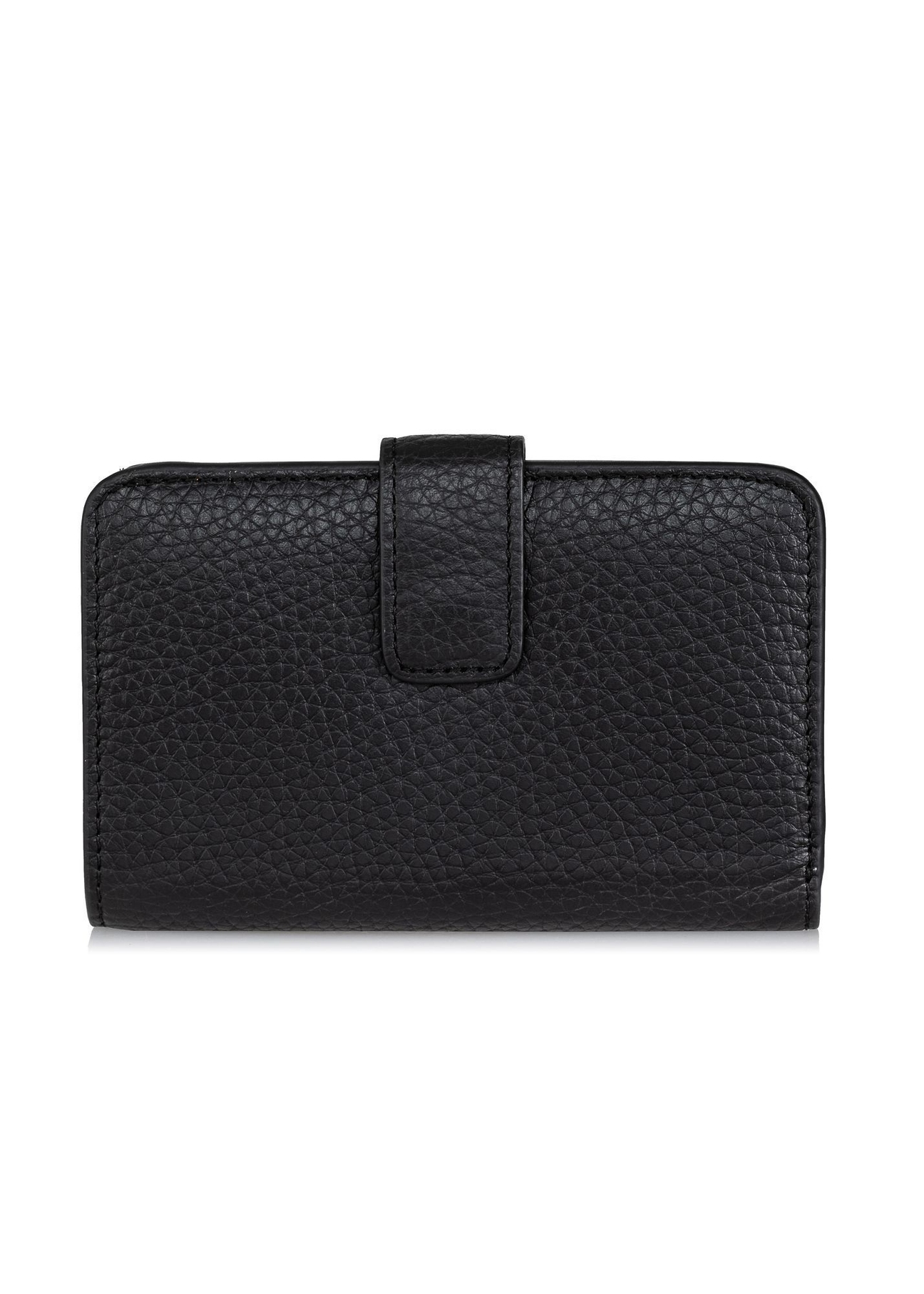 Medium black leather women's wallet PORES-0896R-99(Z25) - back view of the product on a white background.