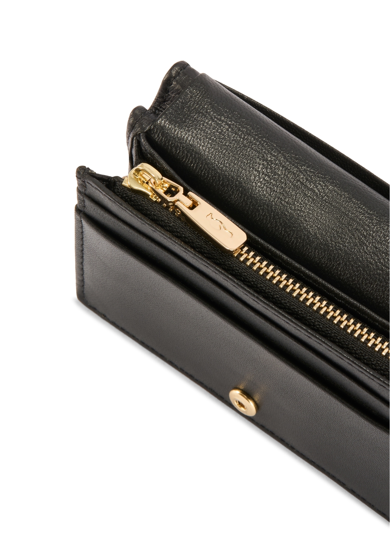 Black women's wallet with RFID protection PORES-0824RFID-99(Z25), close-up of product detail, view on white background.