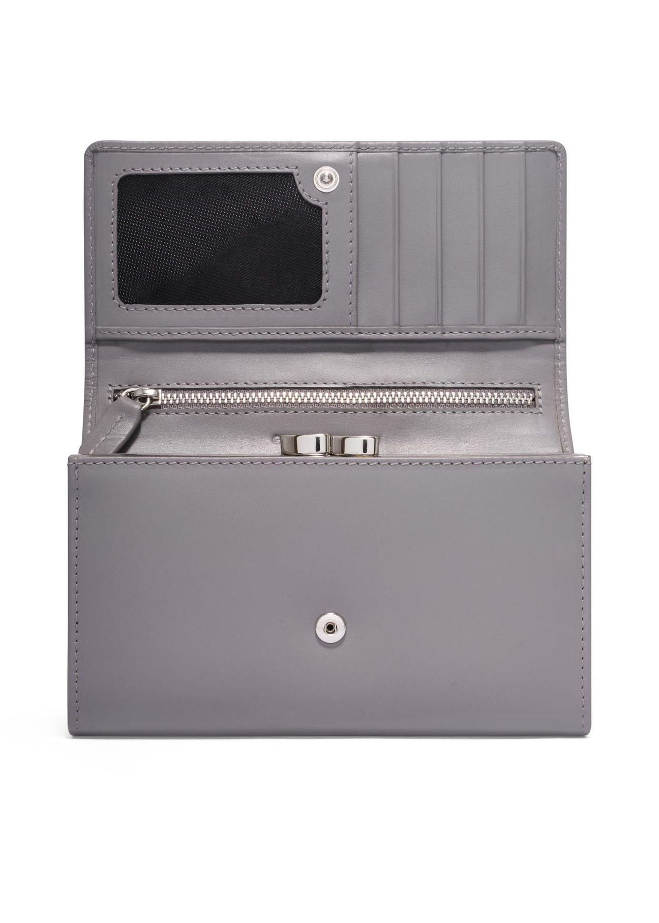 Graphite large leather women's wallet PORES-1024-9D(Z26) - front product view, on white background.