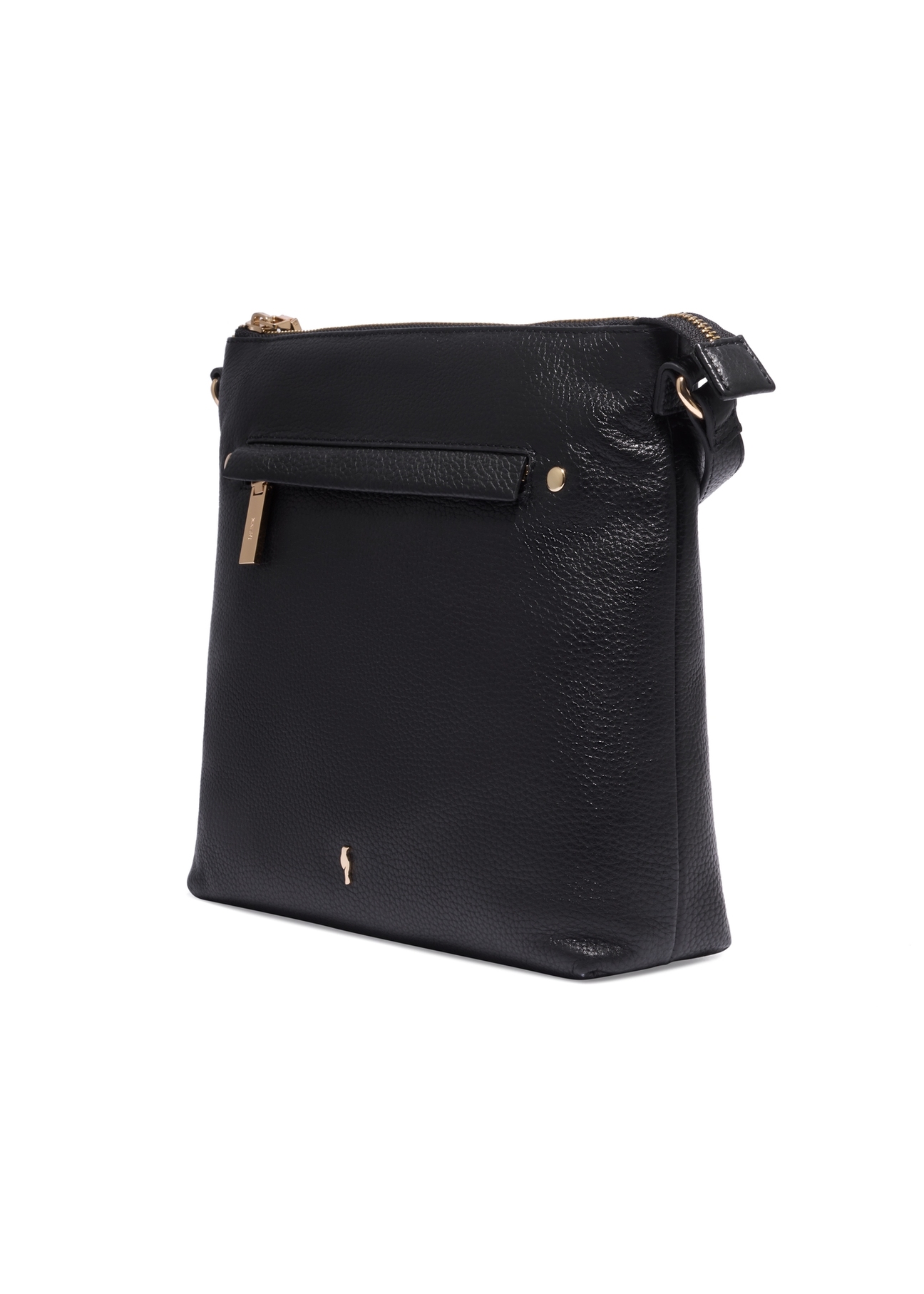 Black women's handbag made of natural pea leather TORES-1425-9I(Z26), diagonal product view on a white background.