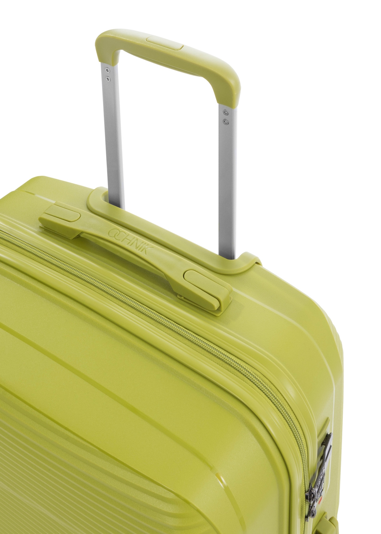 Small suitcase on wheels WALPP-0028-8G-19(W26), view of the product handle on a white background.