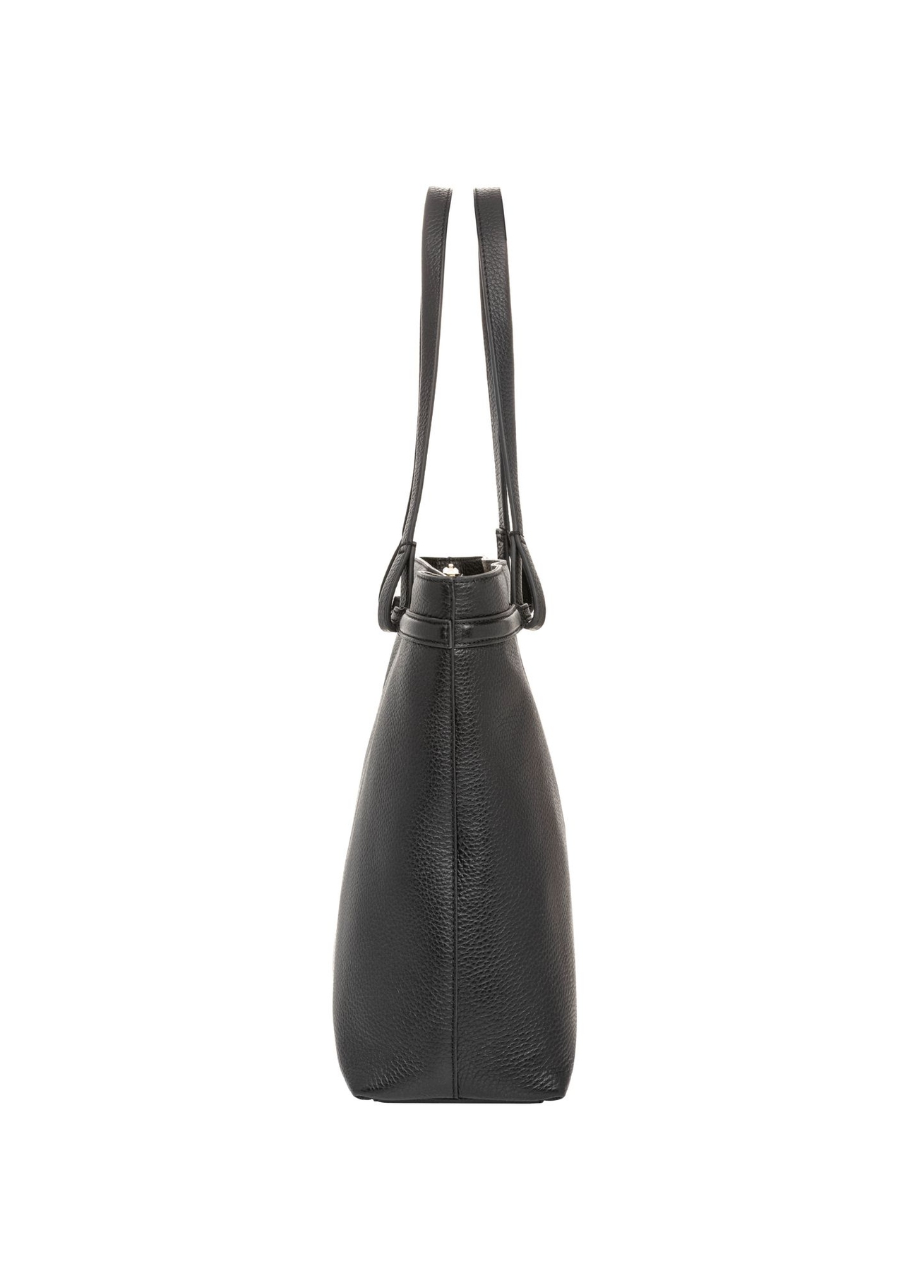 Women's black leather shoulder shopper bag TORES-1357-9I(Z26) - side view of the product on a white background.