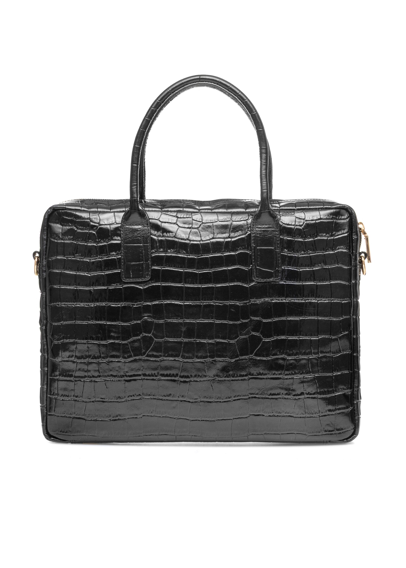 Leather elegant women's croco bag TORES-1128E-99(Z25), product view from the back on a white background.