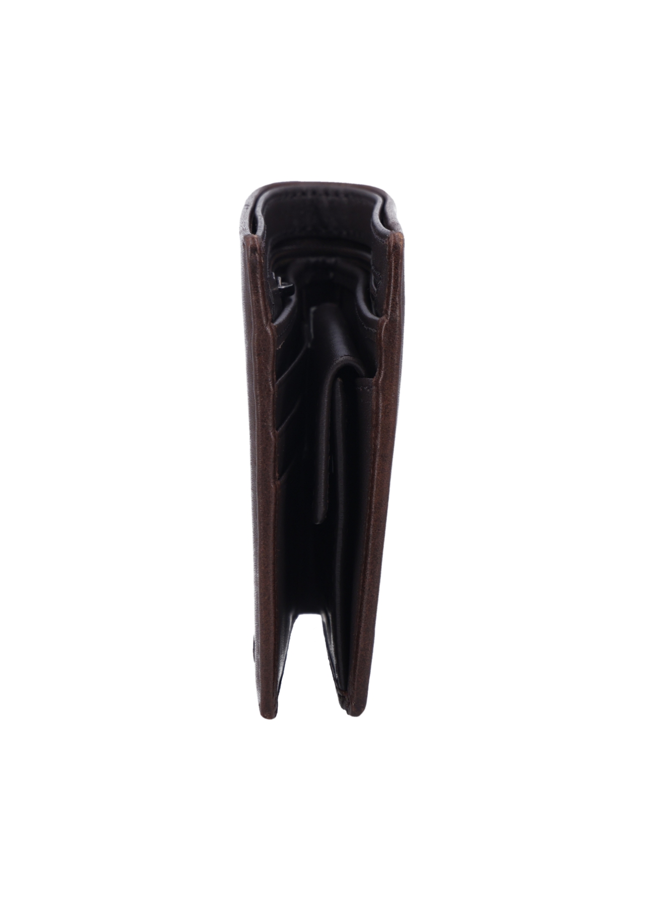 Brown leather men's wallet PORMS-0734-1I(Z26), side product view on white background.