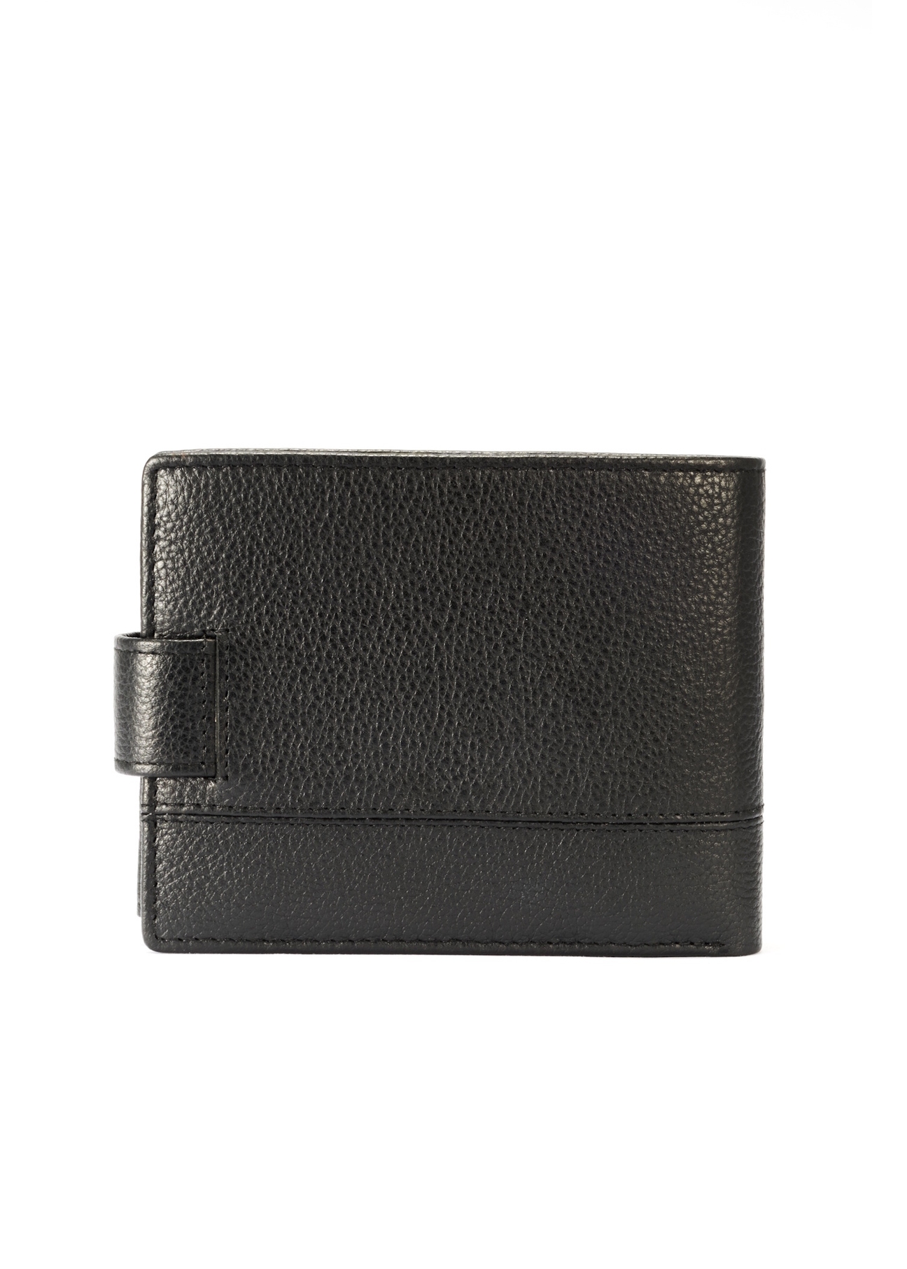 Black men's leather wallet PORMS-0011B-99(W25), back view of the product on a white background.