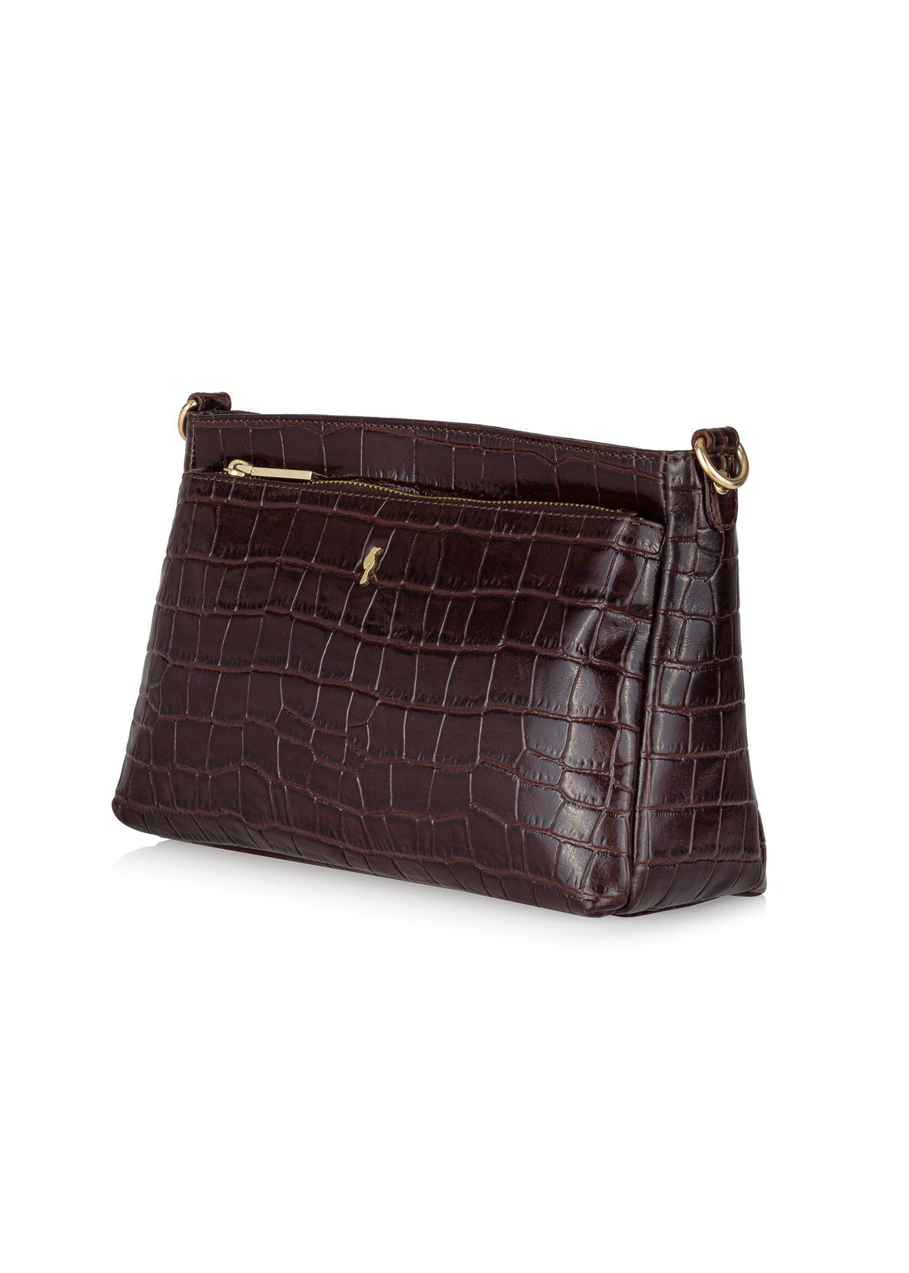 Leather brown women's messenger bag TORES-0940E-89(Z25), diagonal product view on white background.