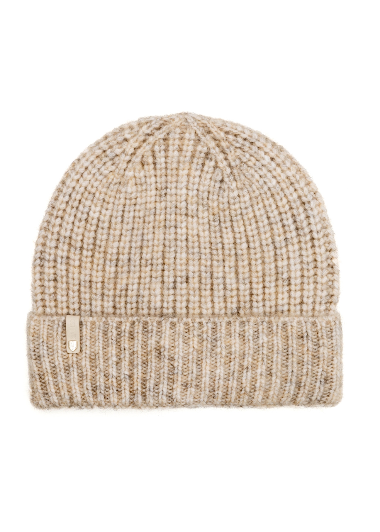Beige women's winter hat CZADT-0208-81(Z25), front product view on white background.