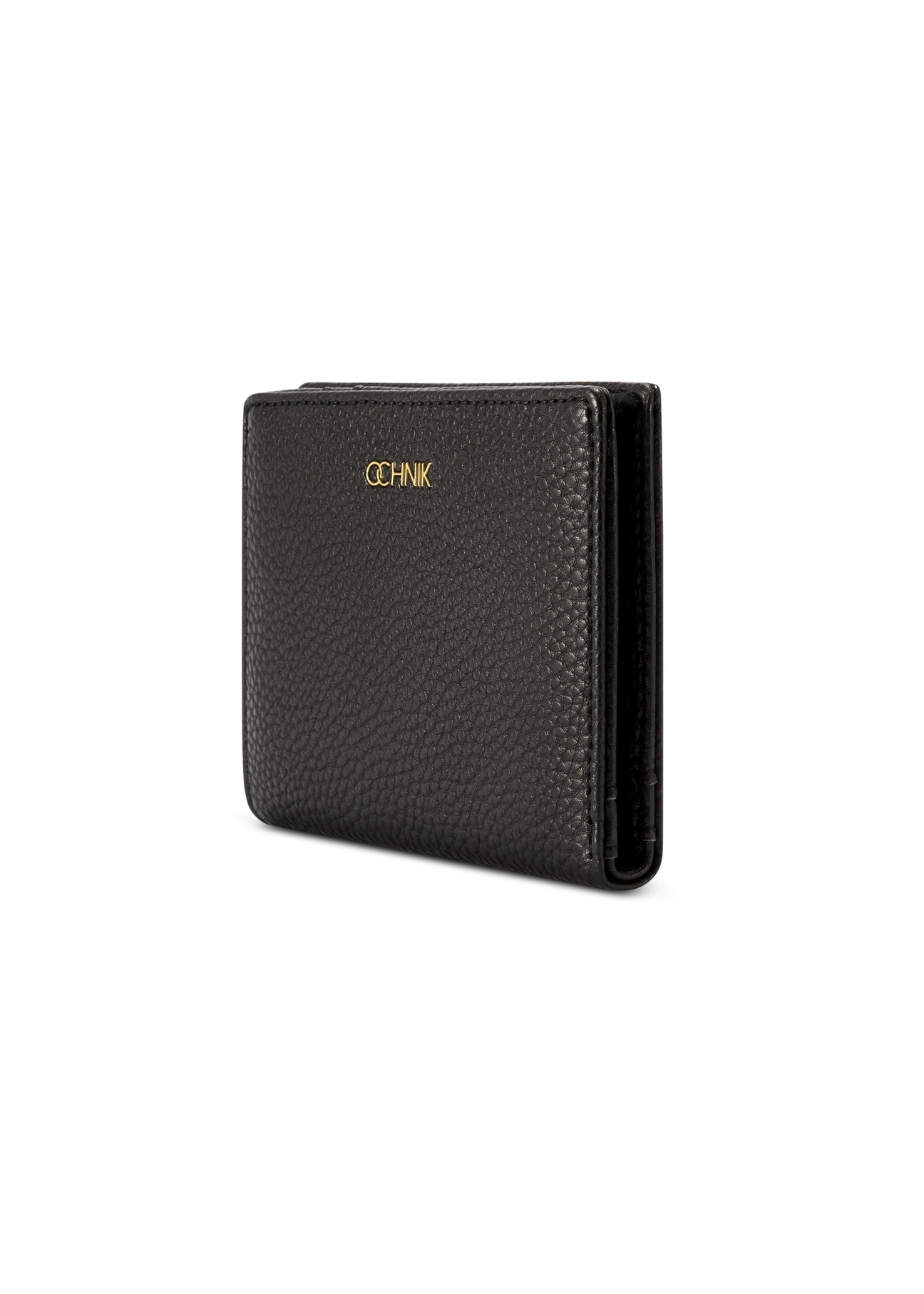 Small black women's wallet POREC-0415-99(W26), diagonal product view on white background.