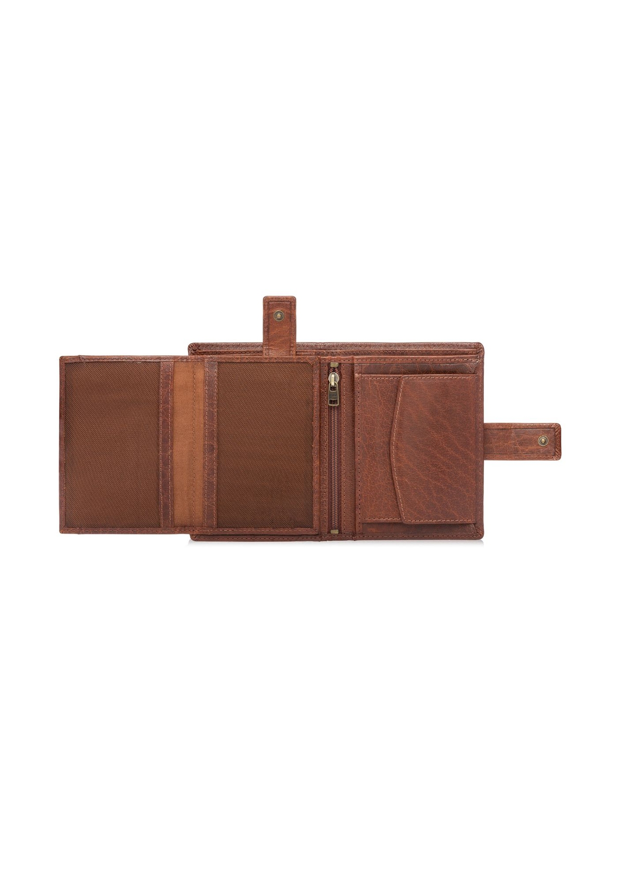 Men's leather wallet in cognac color PORMS-0692-1H(W26) - product view from above, on a white background.
