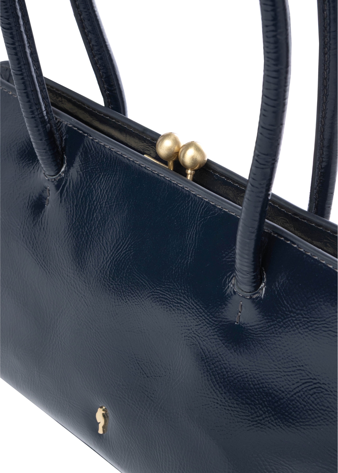 Dark navy blue small leather women's handbag TORES-1293-7EW26), close-up of product detail on white background.