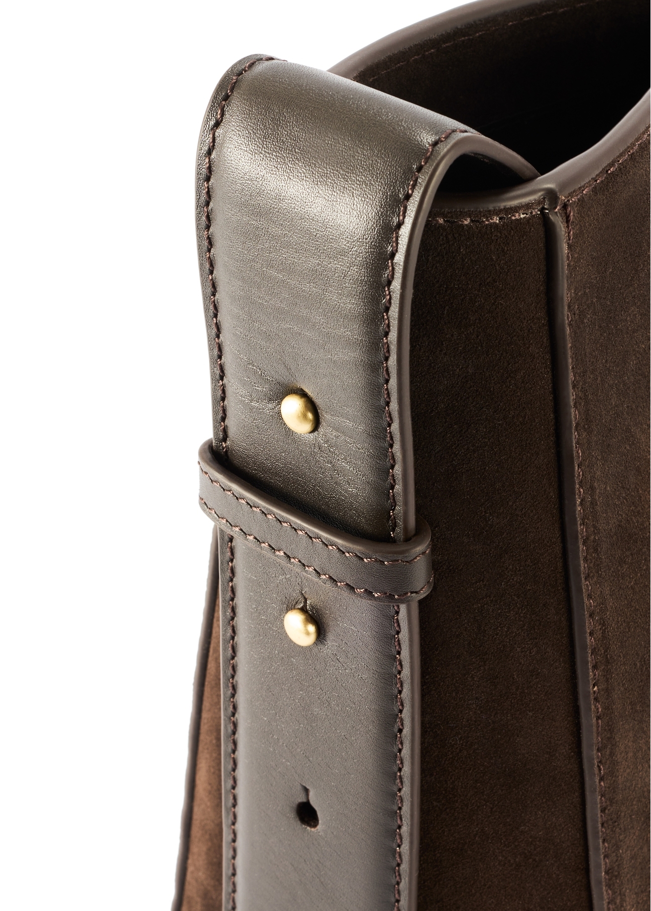 Brown leather women's handbag TORES-1251-1I(W26) - close-up of detail, on white background.