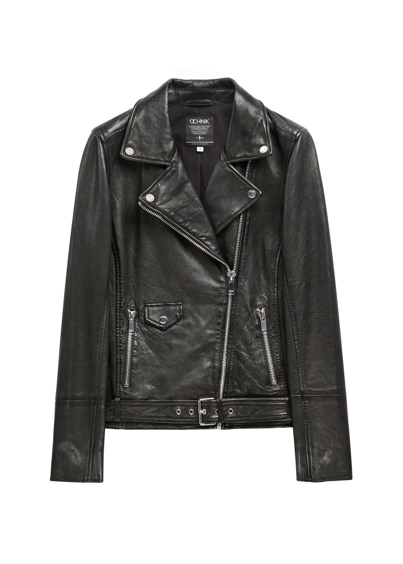 Women's leather jacket in black KURDS-0184-99(KS)