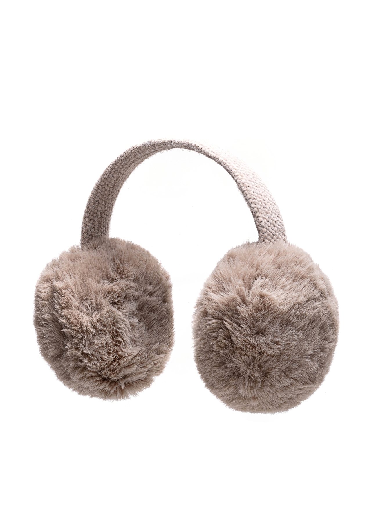 Beige women's earmuffs NAUDP-0003-82(Z25), diagonal product view on white background.