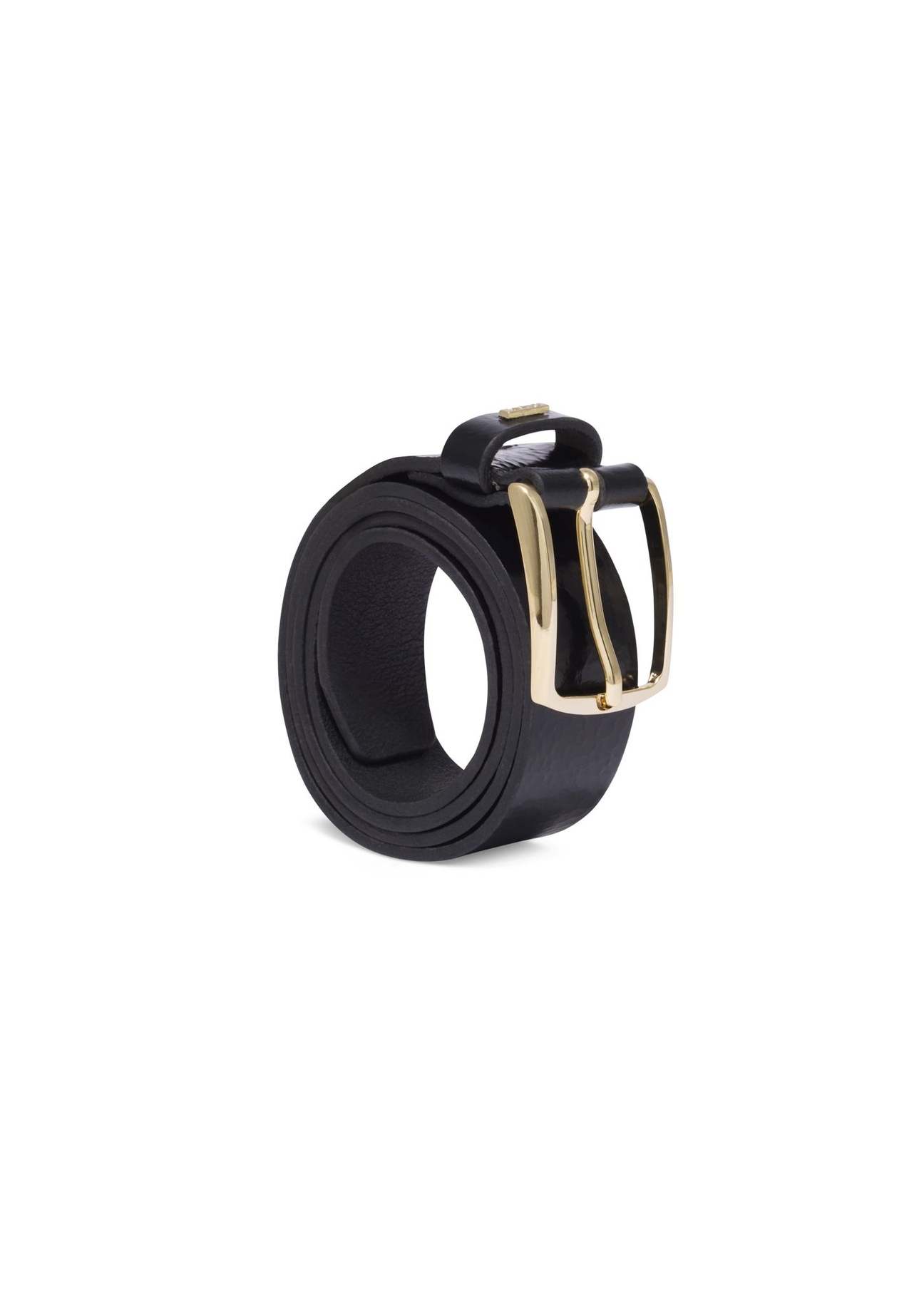 Black women's leather belt with embossing PASDS-0358-9F(Z26) - diagonal product view, on a white background.