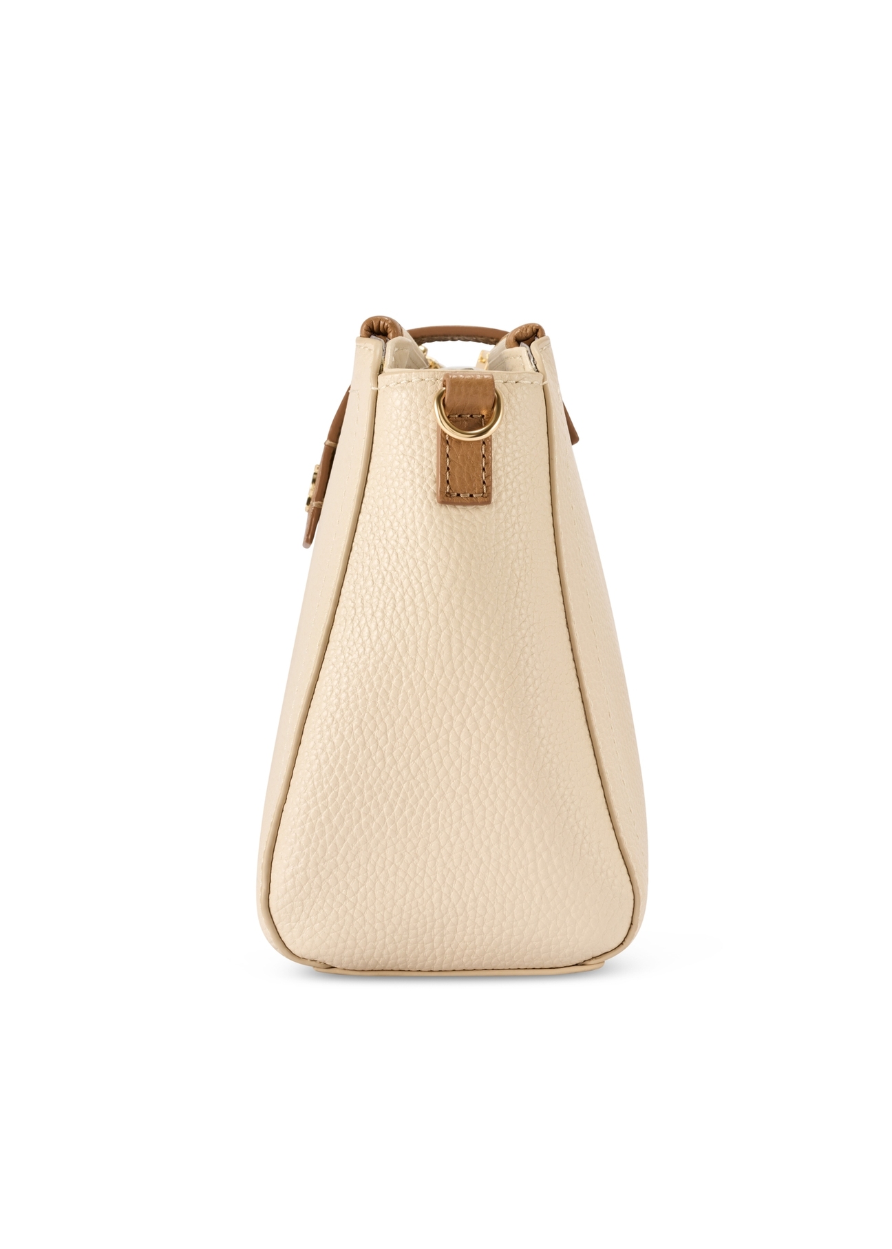 Cream leather shoulder bag TORES-1275-0B(W26) - side view of the product, on a white background.