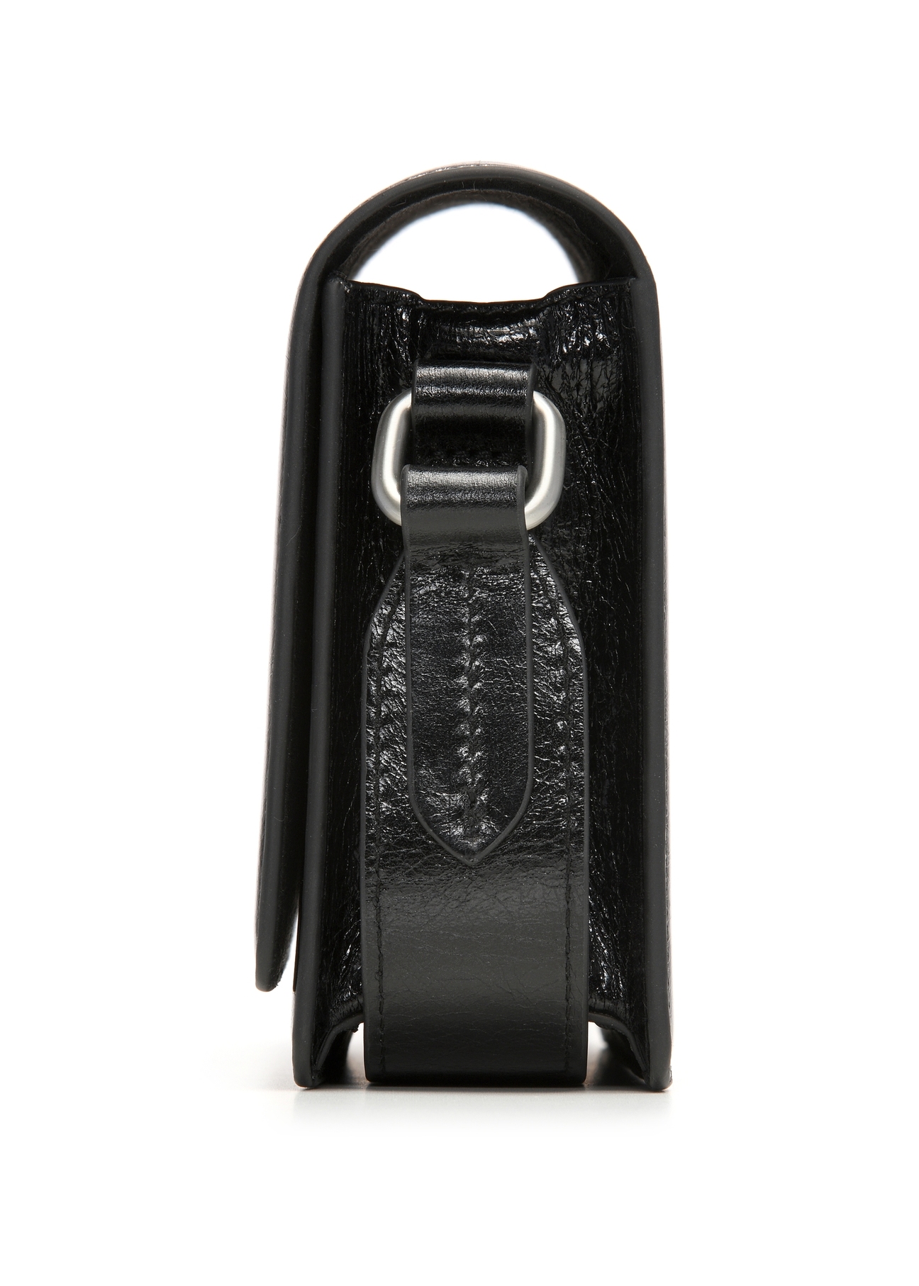 Black elegant leather women's handbag TORES-1356-9F(Z26), side product view on white background.