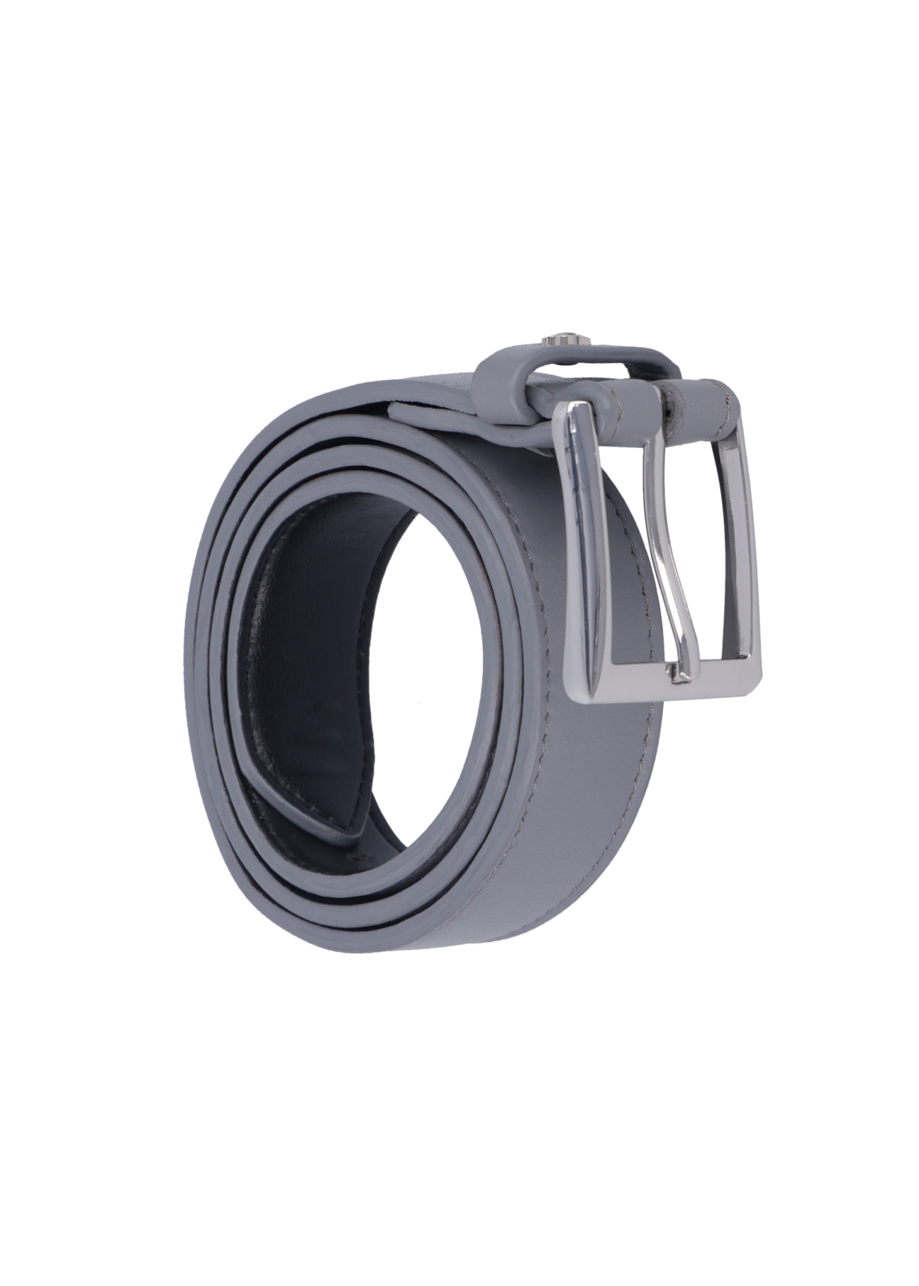 Graphite women's leather belt PASDS-0346-9D(Z26), diagonal product view on white background.