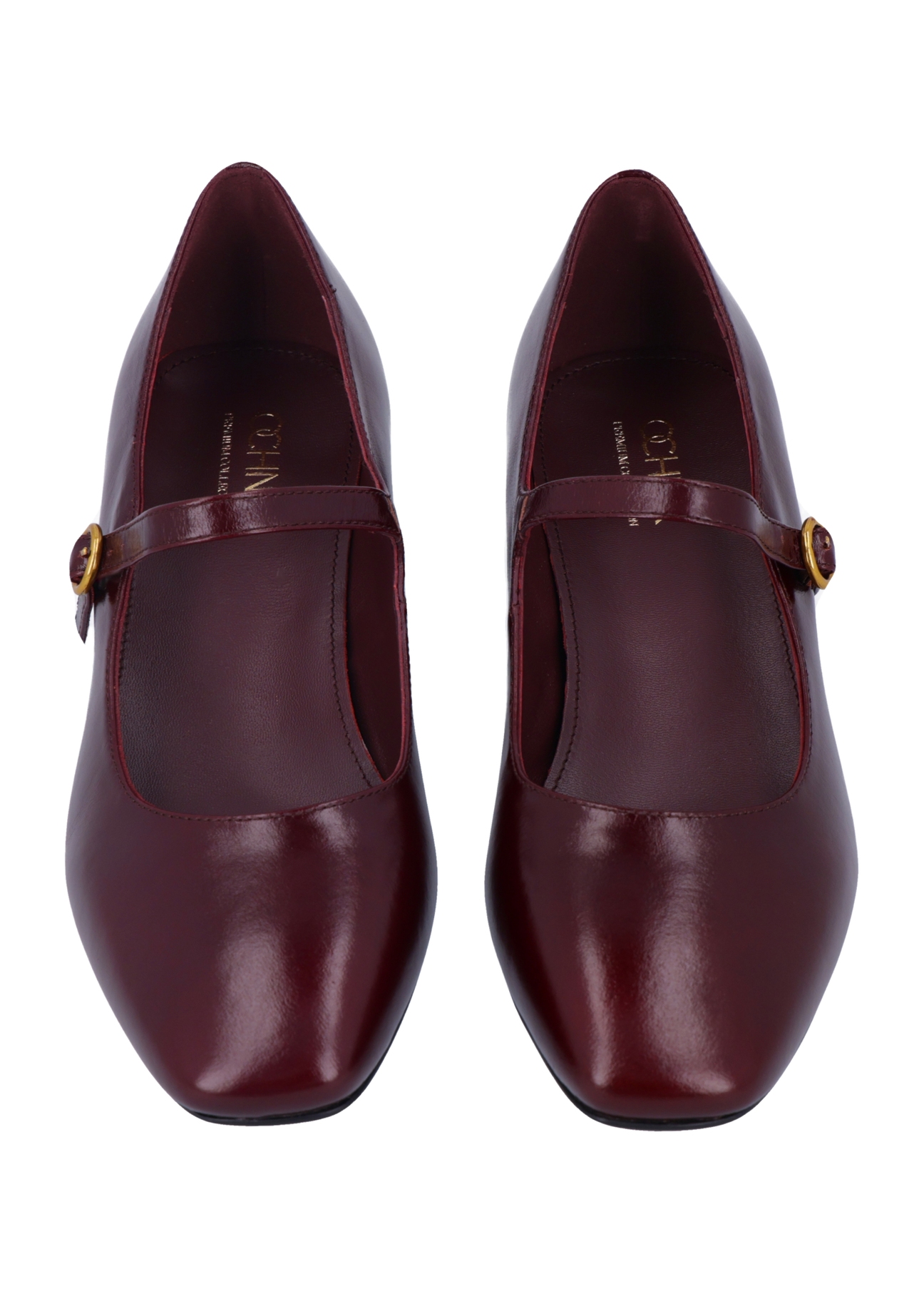 Burgundy women's leather pumps BUTYD-1349-4E(Z26), front product view on white background.