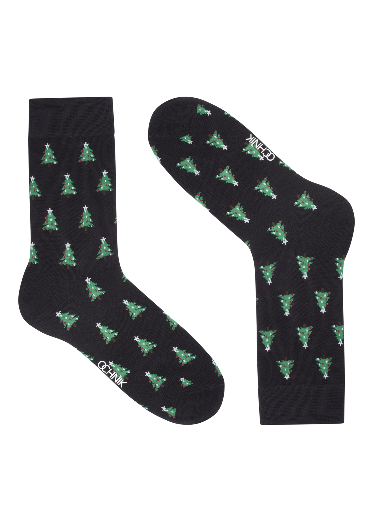 Black men's Christmas socks SKAMT-0209-99(Z26), product view from the front on a white background.
