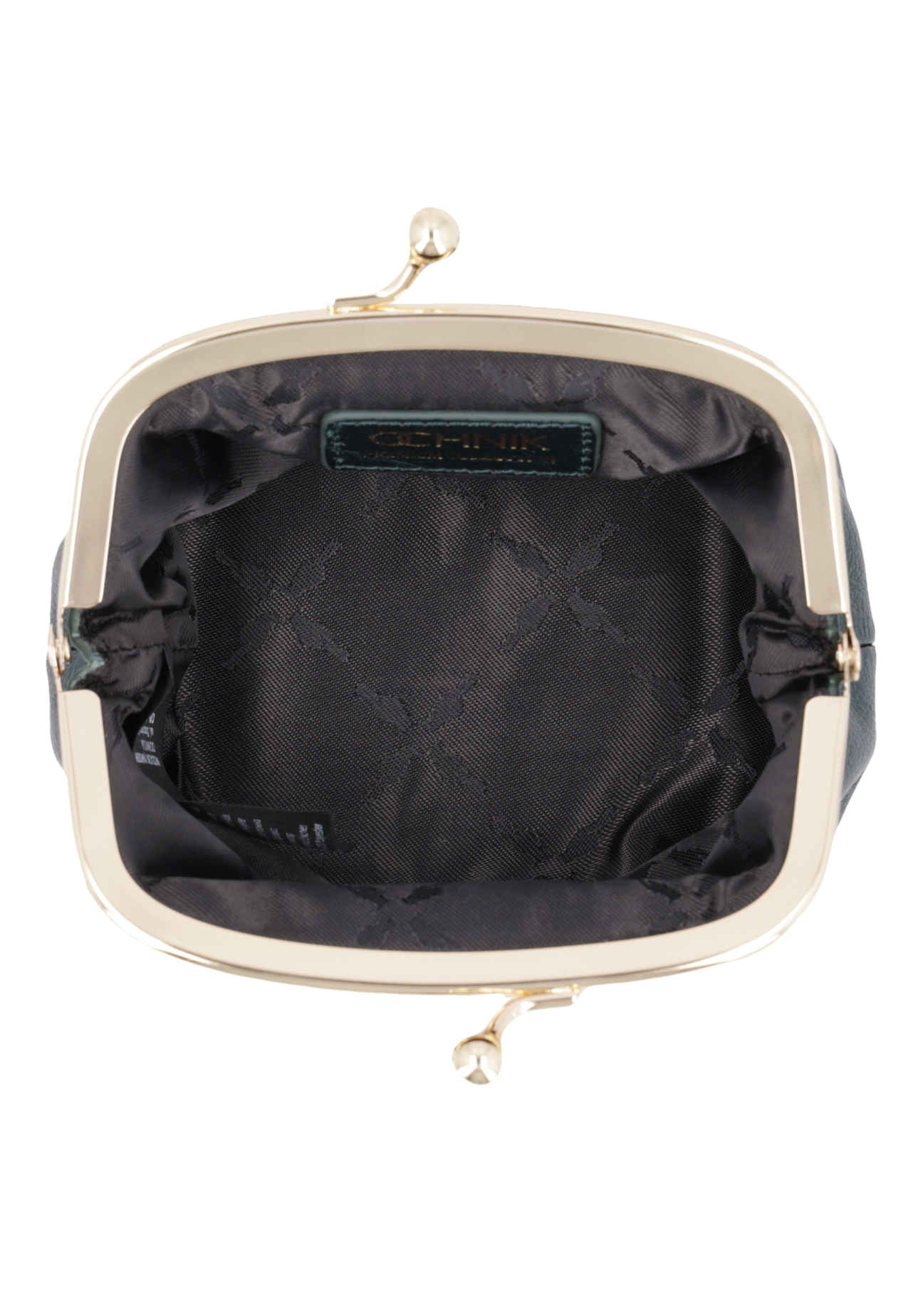 Green women's leather coin purse PORES-1031-8C(Z26), interior view on a white background.