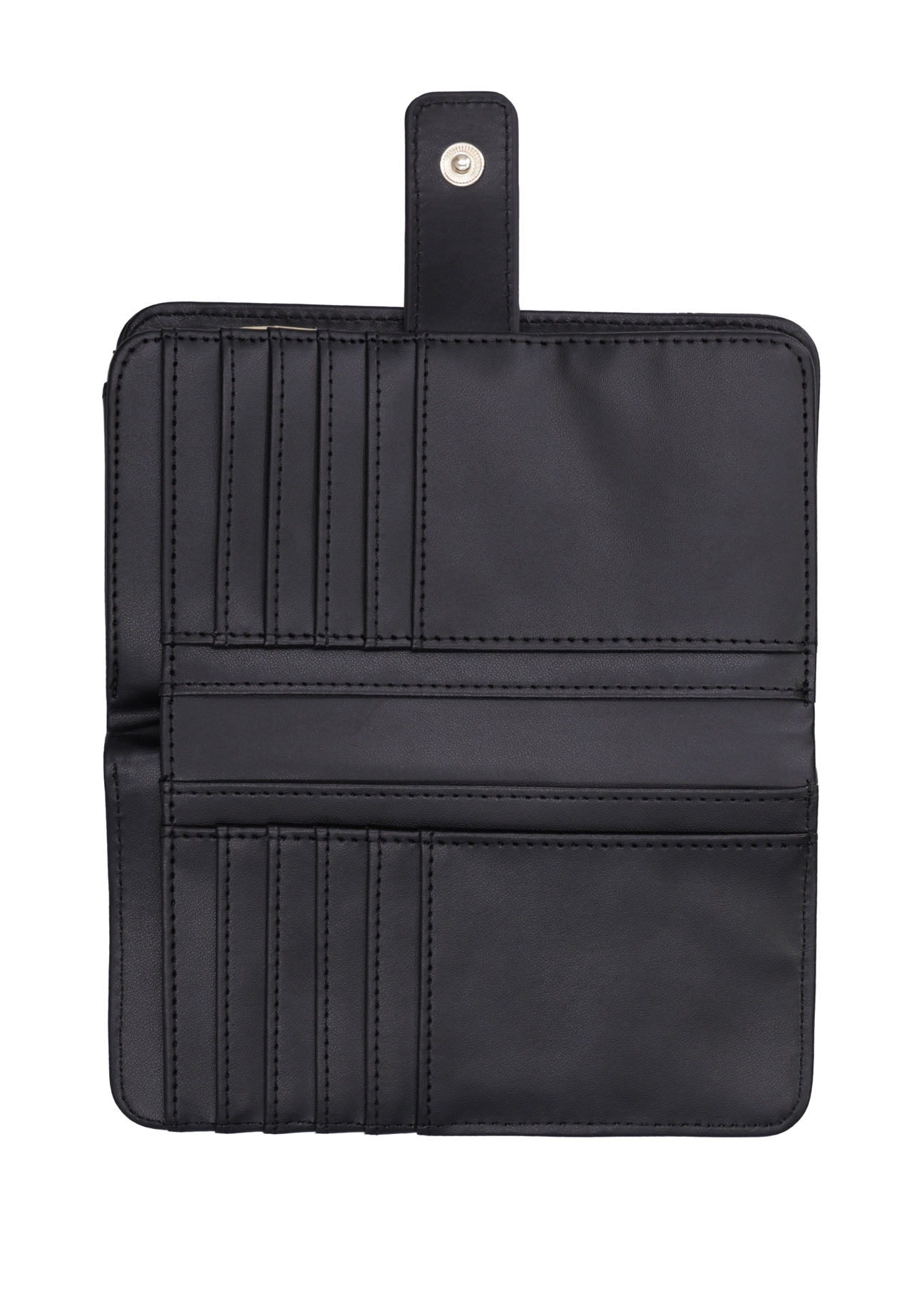 Black women's wallet with monogram POREC-0391A-9P(Z26), product view inside on white background.