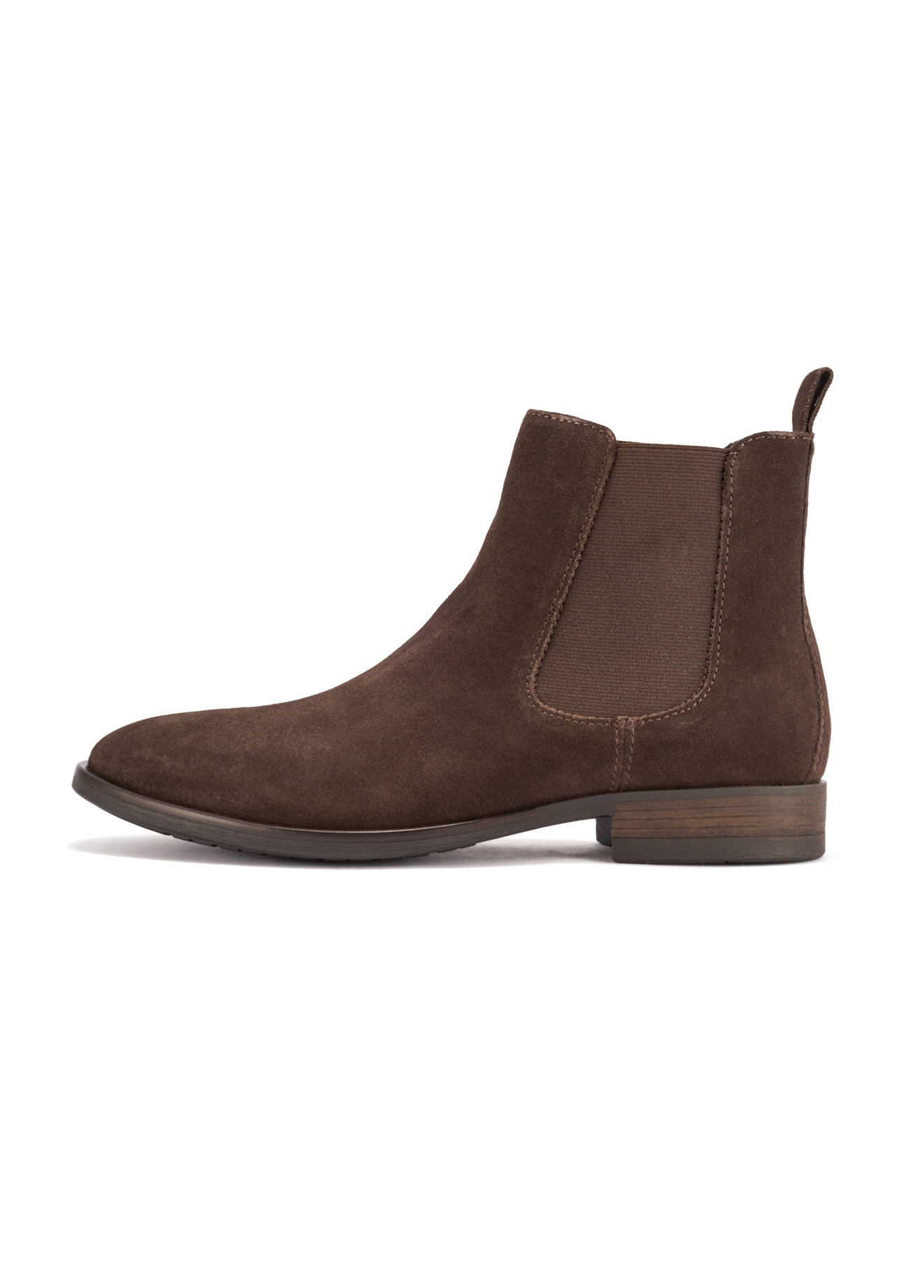 Brown suede men's Chelsea boots BUTYM-0463-90(Z25), side view of the product on a white background.