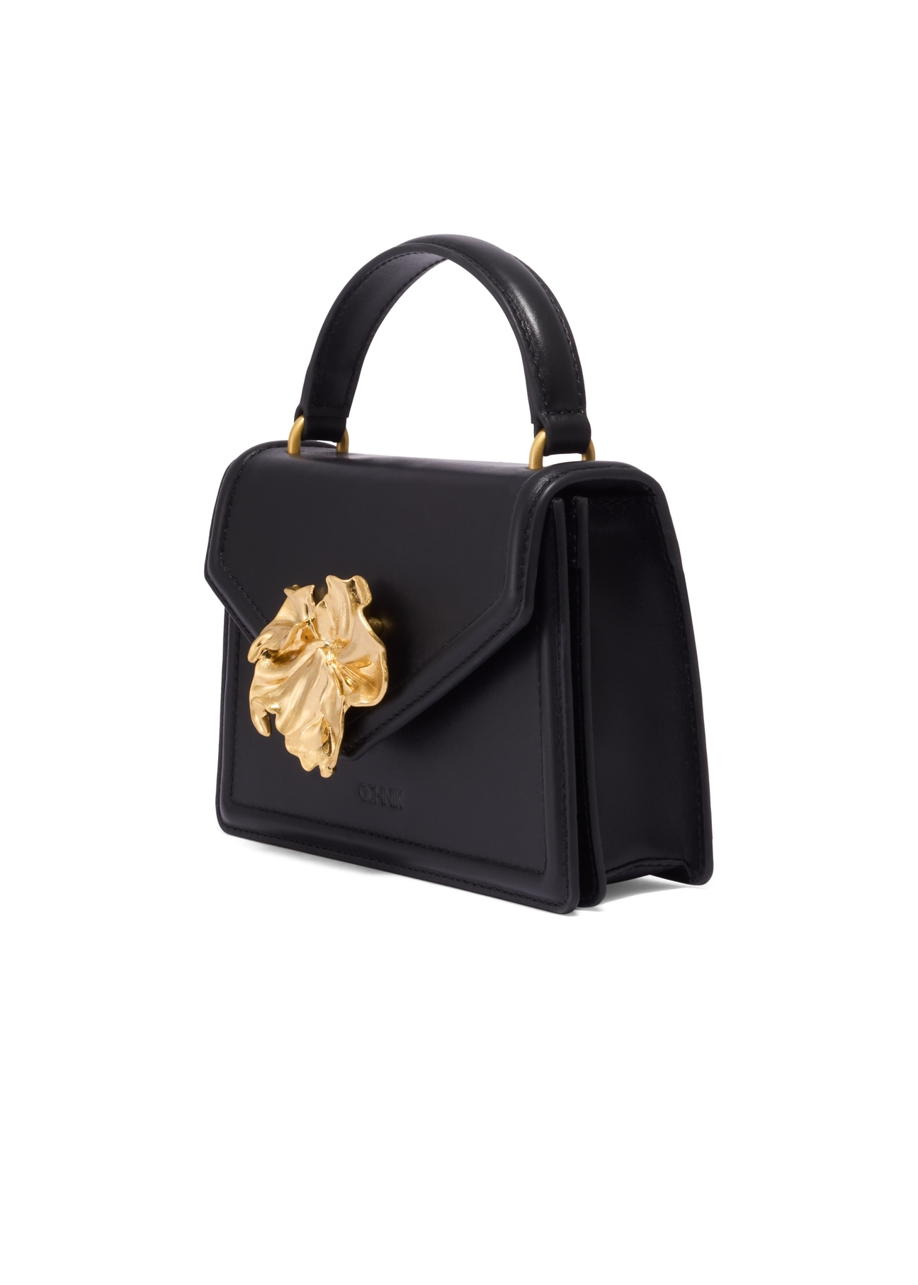 Black small women's handbag with decoration TORES-1393-99(Z26), diagonal product view on a white background.