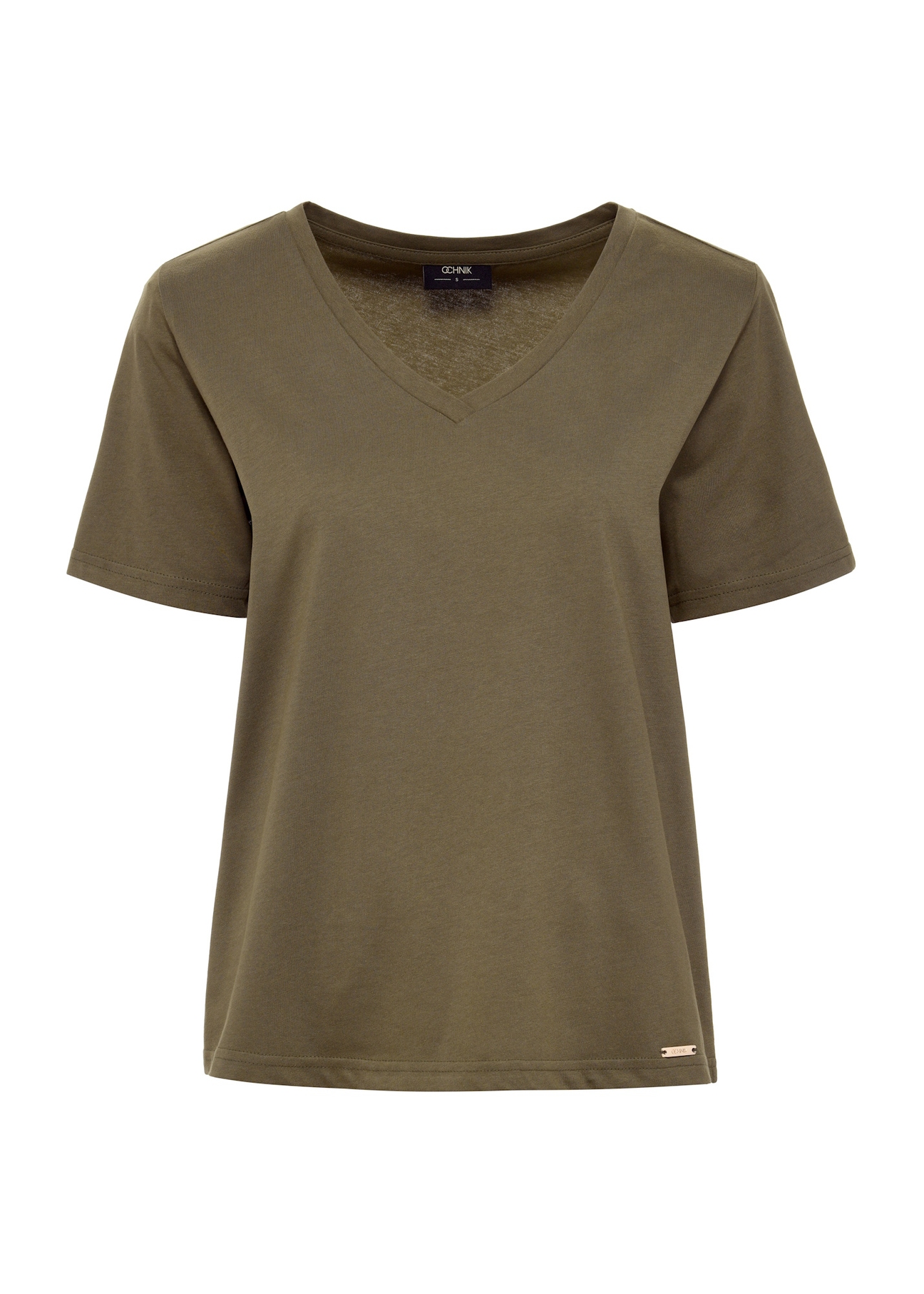 Khaki women's basic t-shirt TSHDT-0120-54(W25), front product view on white background.