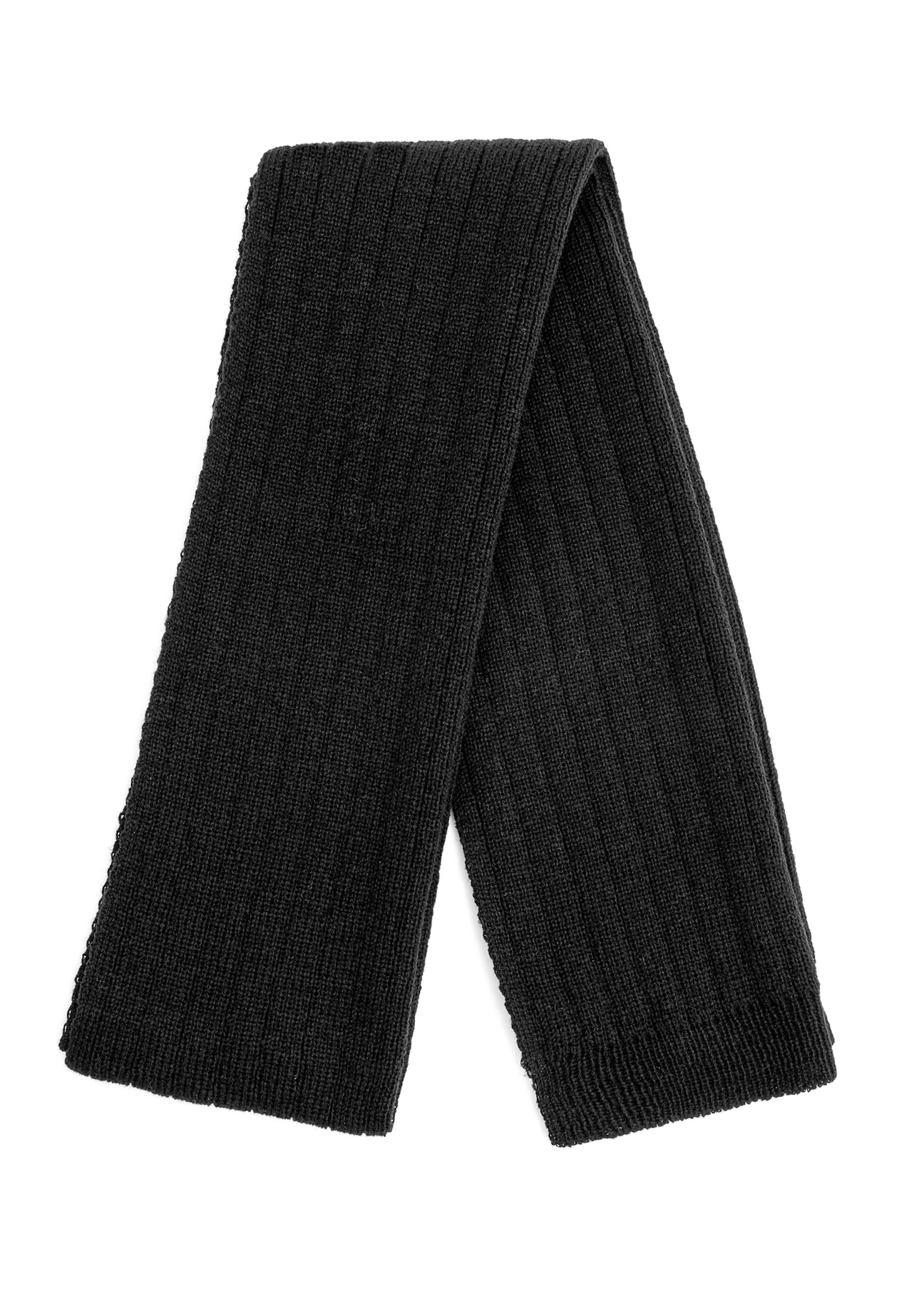 Black men's scarf SZAMT-0021-98(Z25), front view of the folded product on a white background.