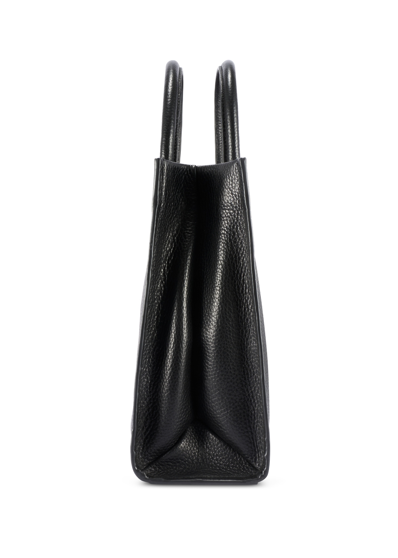 Women's leather handbag in black color TORES-1206-9I(W26), side view of the product on a white background.