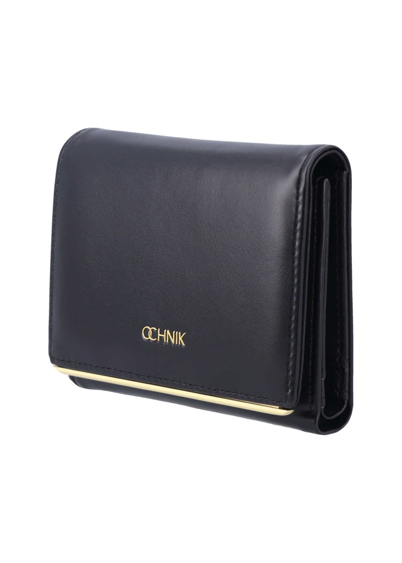 Black medium women's wallet POREC-0448-99(Z26), diagonal product view on white background.
