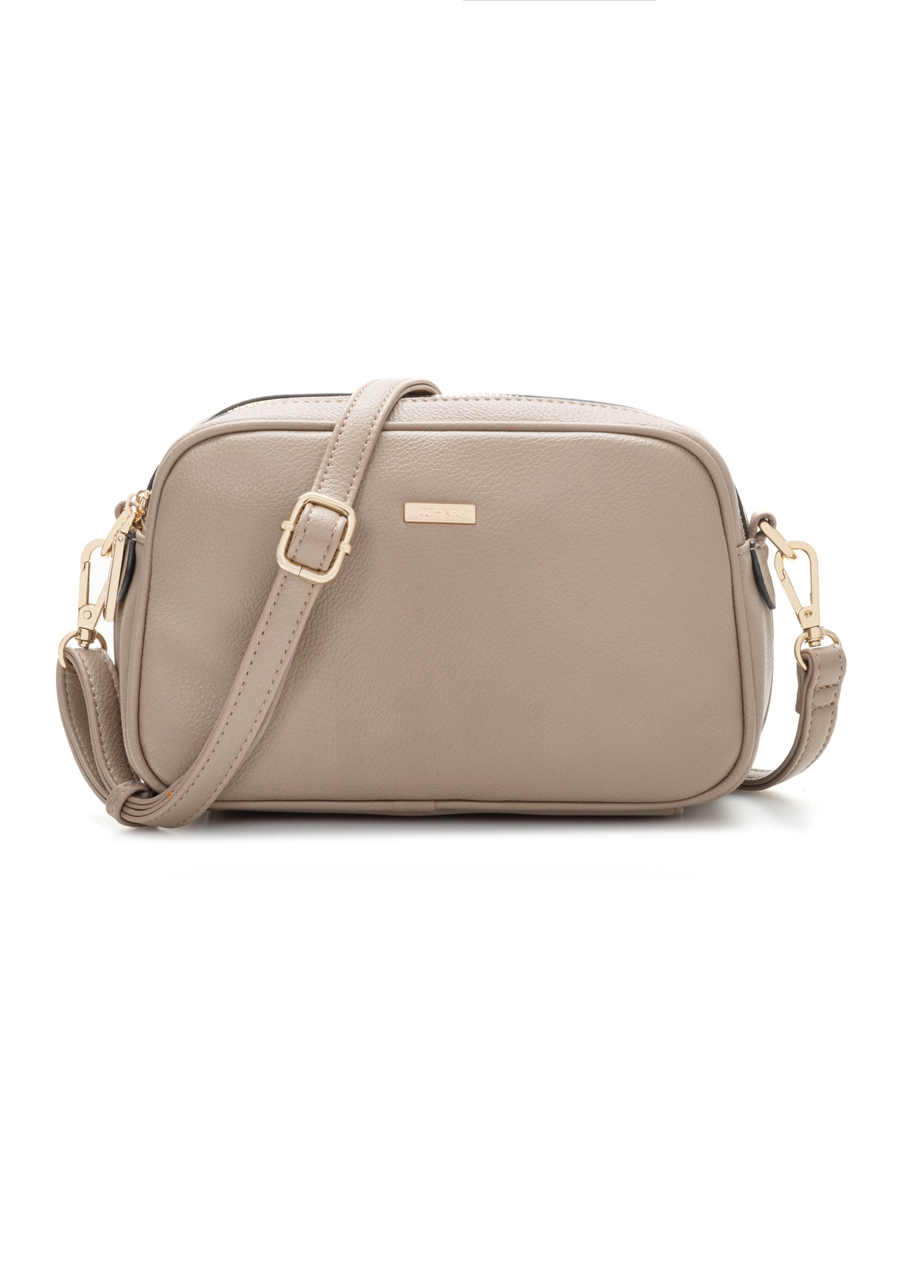 Beige medium women's handbag TOREC-1121-1D(W26), product view from the front on a white background.