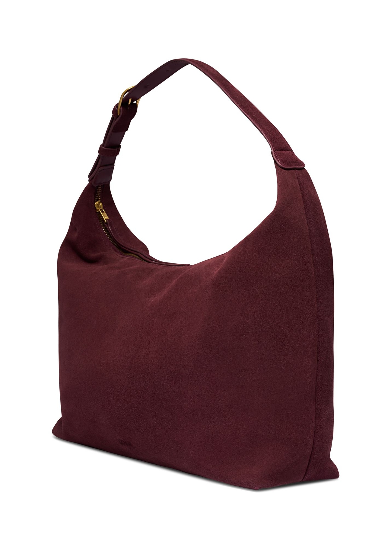 Burgundy suede handbag TORES-1404-4D(Z26) - diagonal product view, on a white background.