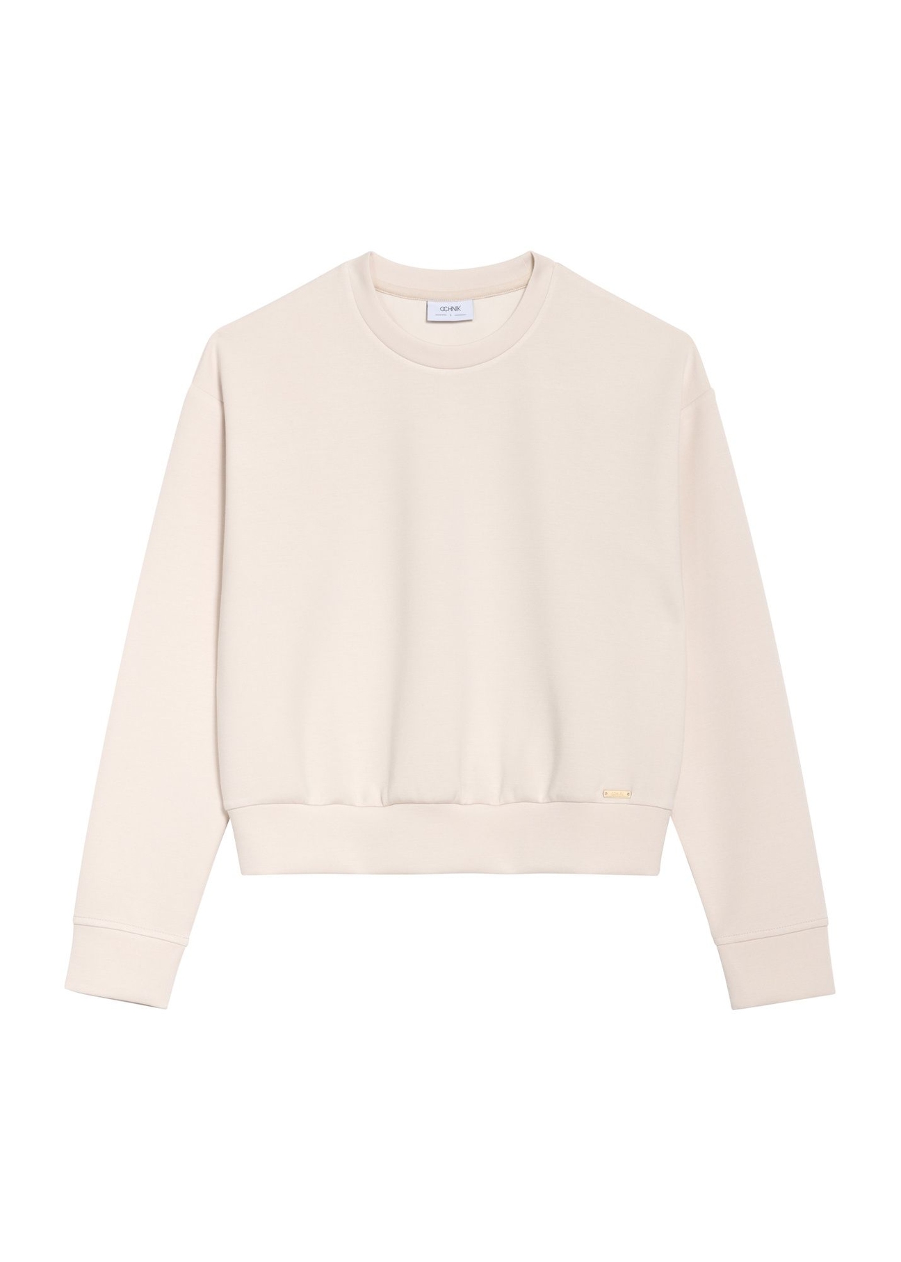 Light beige women's sweatshirt BLZDT-0119-1A(Z26), front product view on white background.