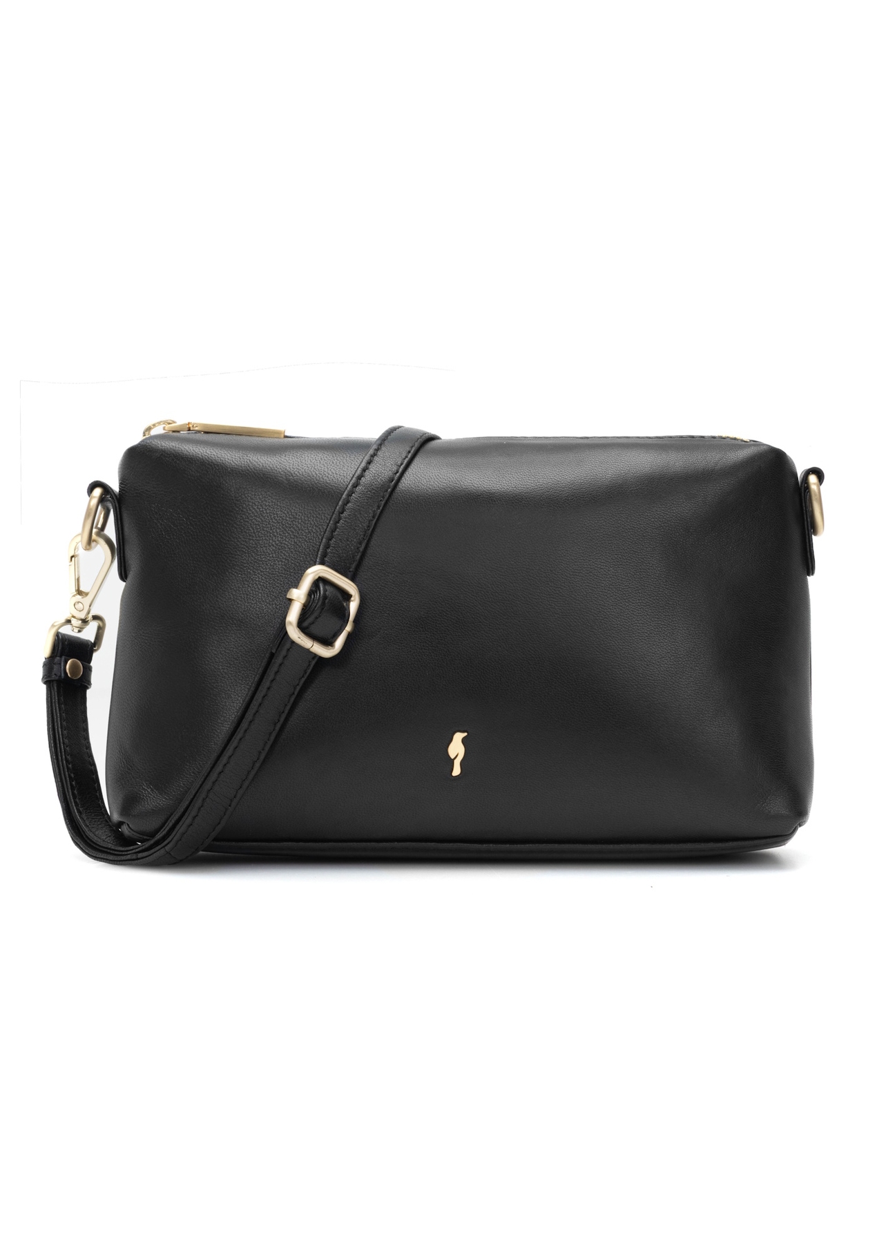 Black small leather women's handbag TORES-1241-99(W26), front product view on white background.