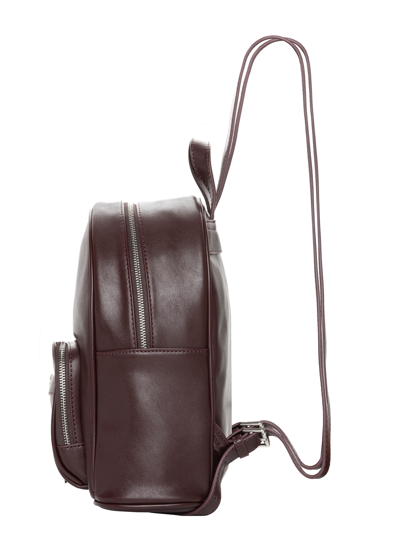 Burgundy women's backpack TOREC-1263-4D(Z26). Side view on a white background.