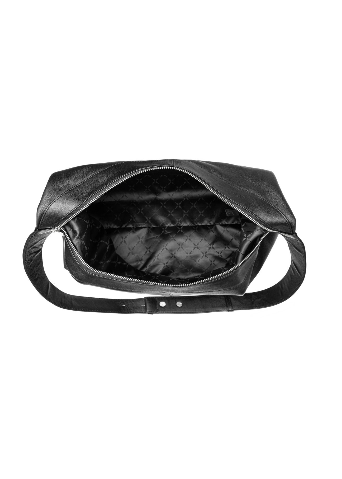 Black leather large handbag TORES-1239-99(W26), product view from above on a white background.