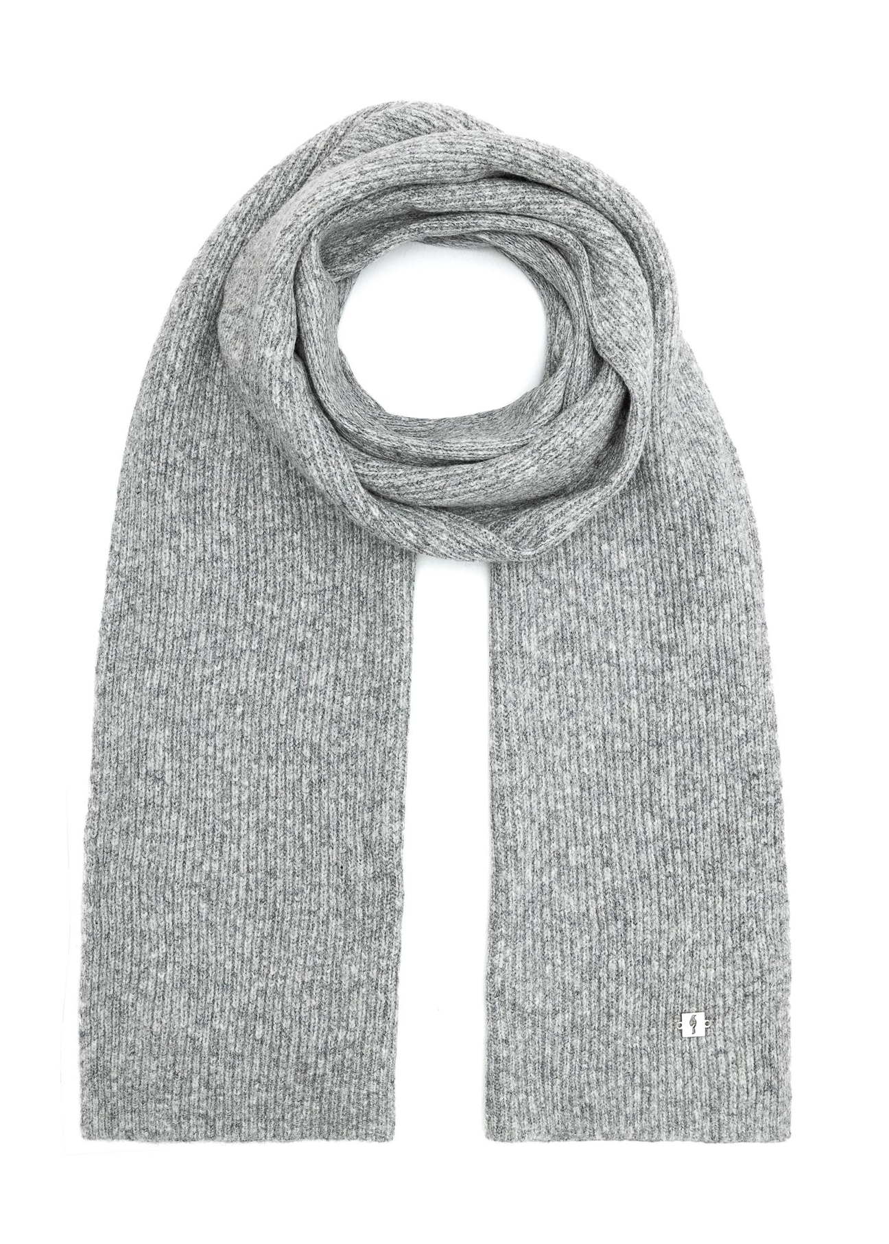 Gray women's scarf with a wool blend SZADT-0202-9B(Z26) product view from the front on a white background.