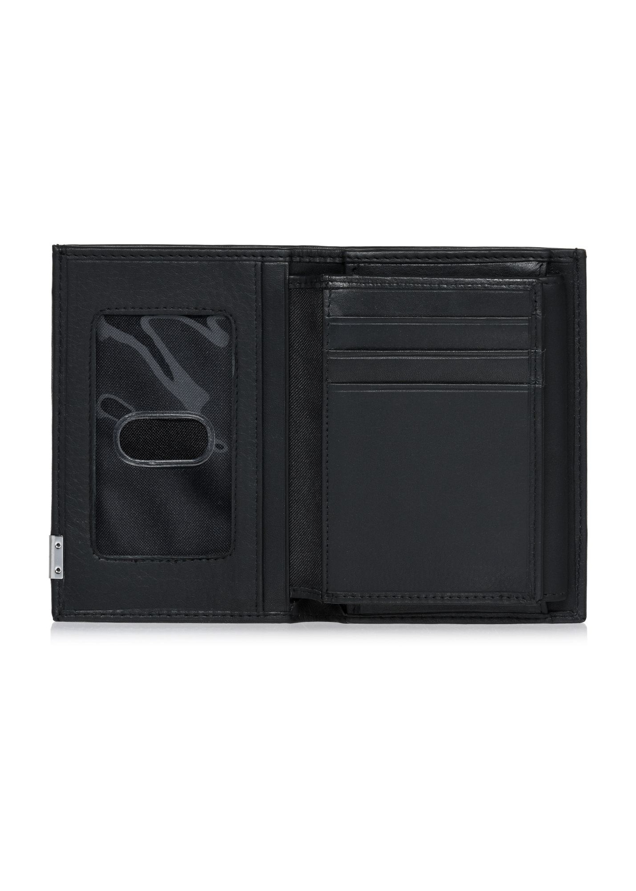 Black men's leather wallet PORMS-0145B-99(Z25), product view inside on white background.