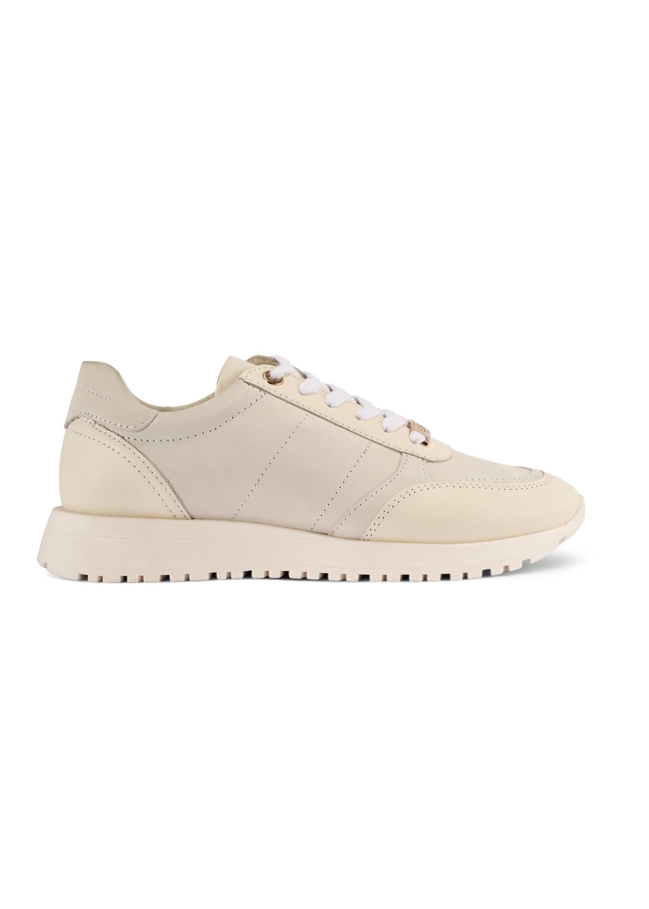 Cream leather women's sports shoes BUTYD-1099-11(Z25) - side view of the product on a white background.