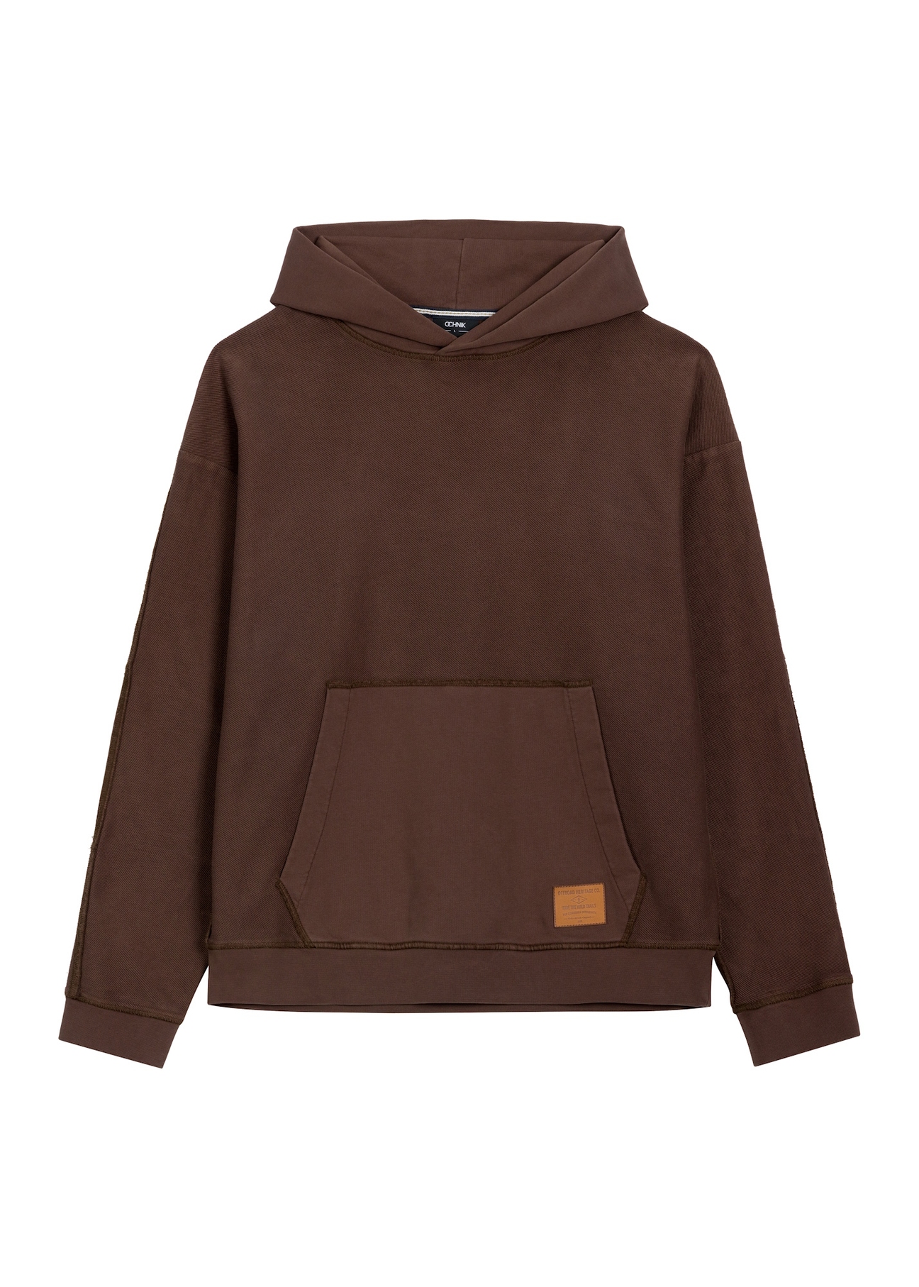Men's dark brown cotton hoodie BLZMT-0086-1I(Z26), front product view on white background.
