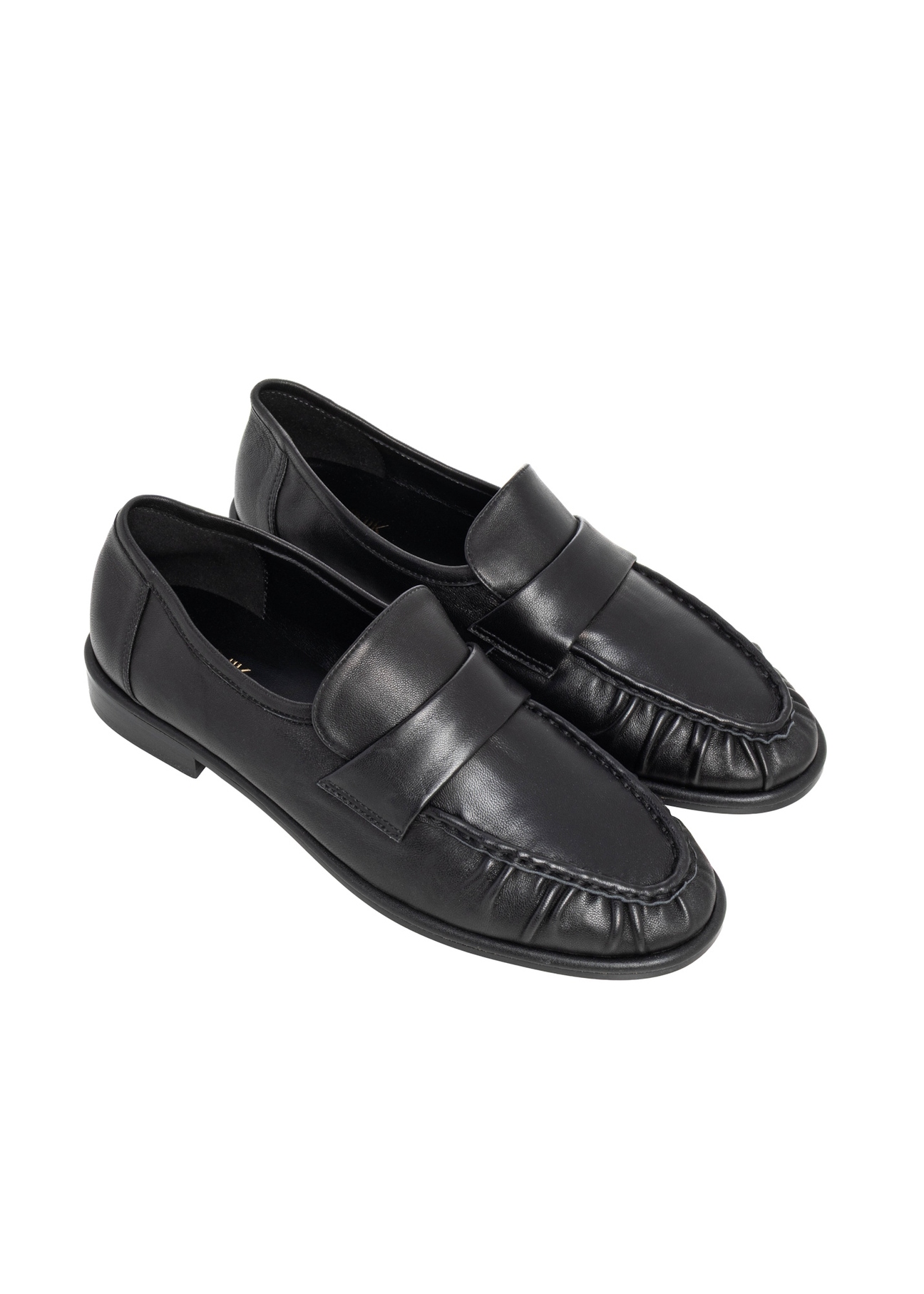 Women's black leather moccasins BUTYD-1328-99(Z26), diagonal product view on a white background.