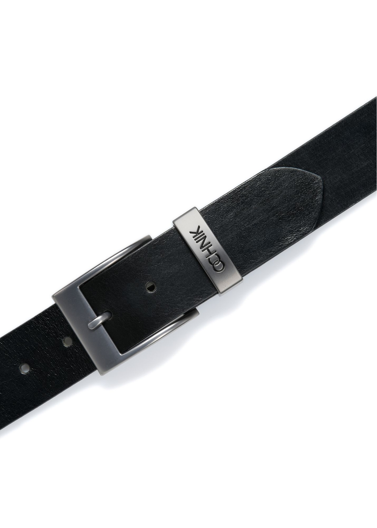 Leather black men's belt PASMS-0127C-98(Z24)-03